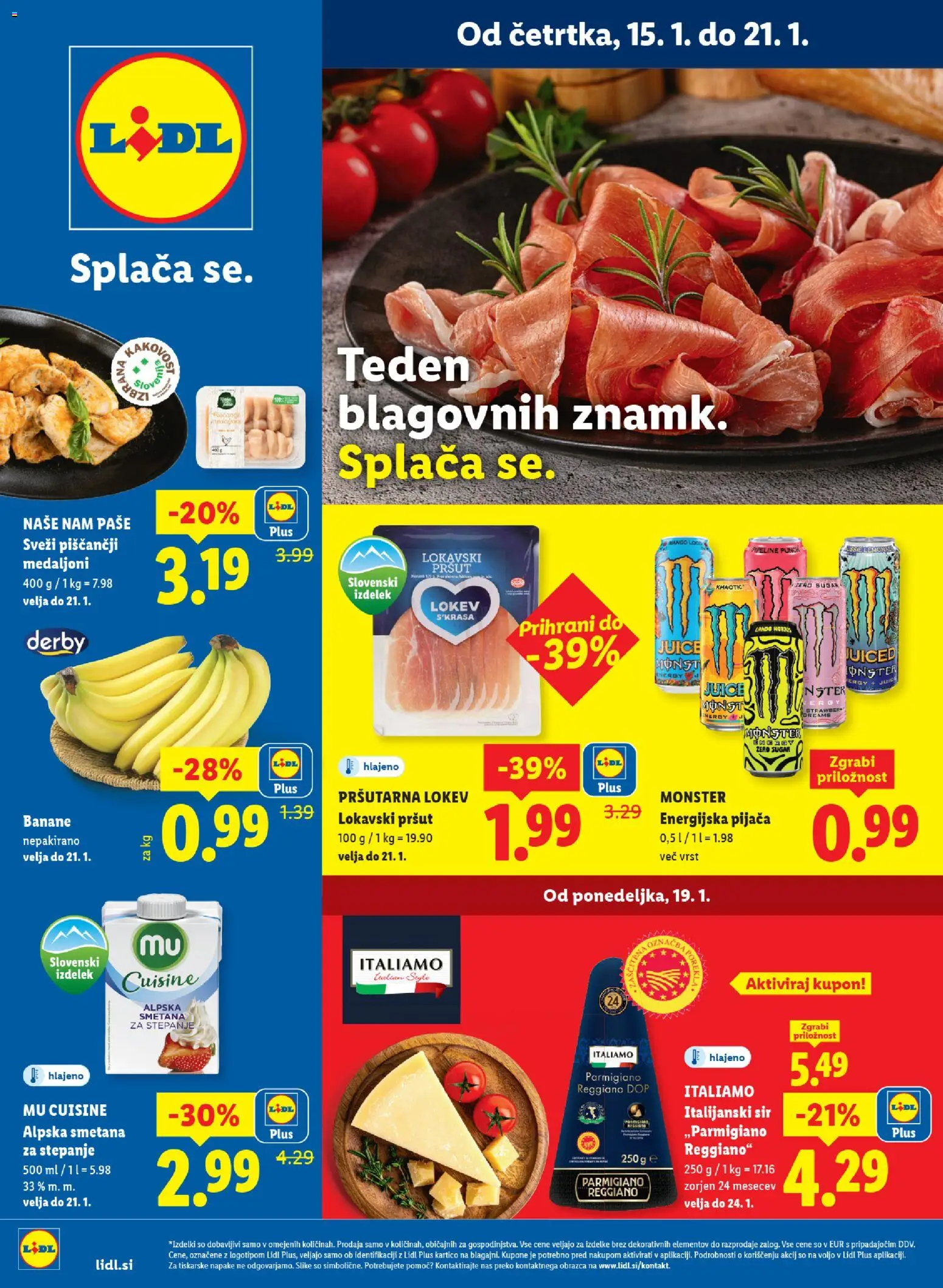 Predogled kataloga iz trgovine Lidl veljaven od 15.01.2026 - Sir, Pršut, Smetana za stepanje, Banane, Smetana