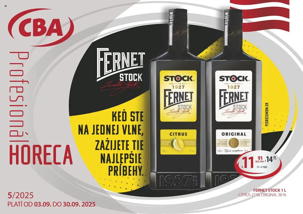 KARMEN CBA Profesionál Horeca (03.09. - 30.09.2025) - Akčná ponuka - Fernet, Fernet Stock