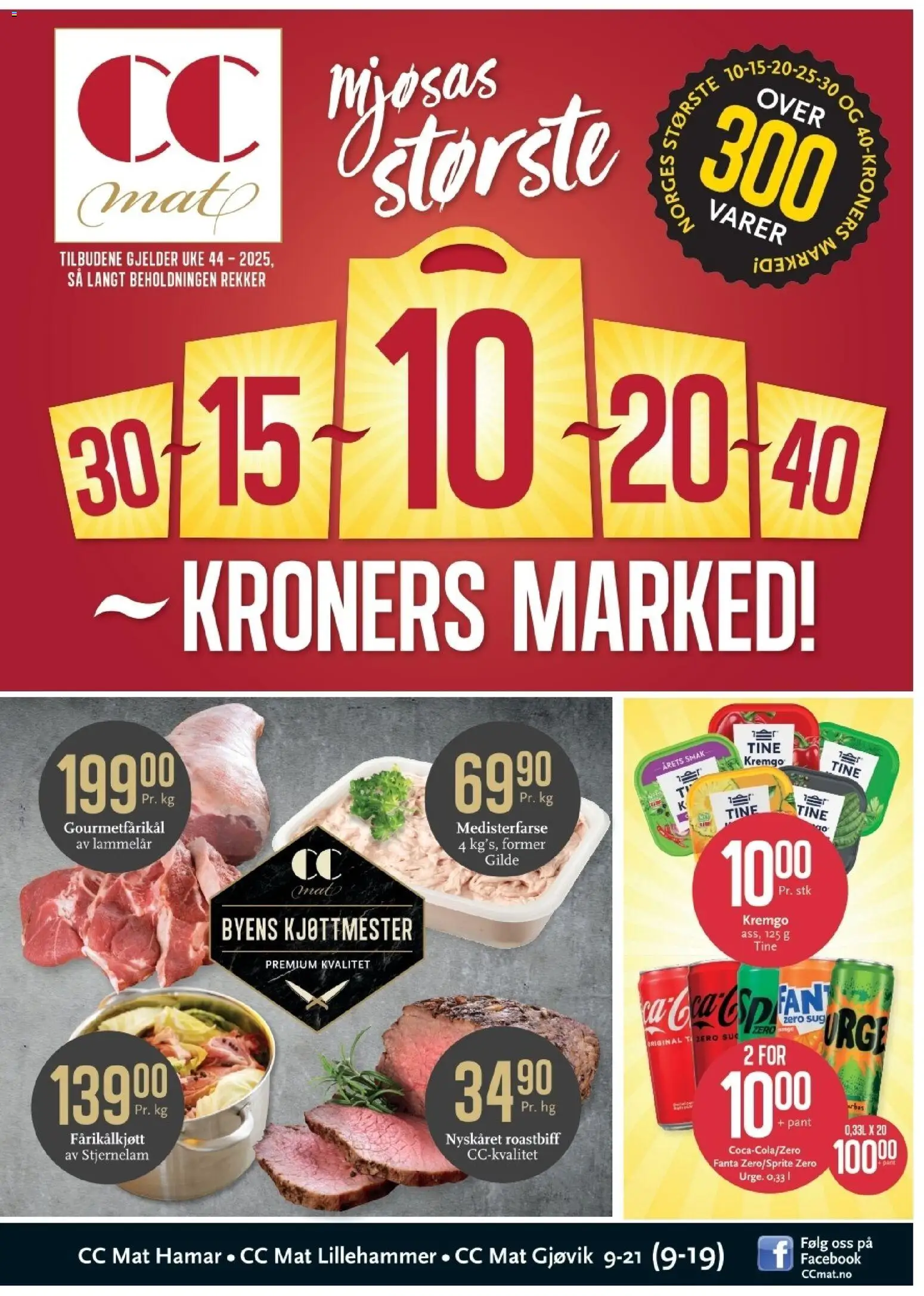 Kundeavis CC Mat gyldig fra 27/10/2025 - Sidenummer 1 - Fanta, Roastbiff, Lammelår, Fårikålkjøtt, 1, Medisterfarse, Mat