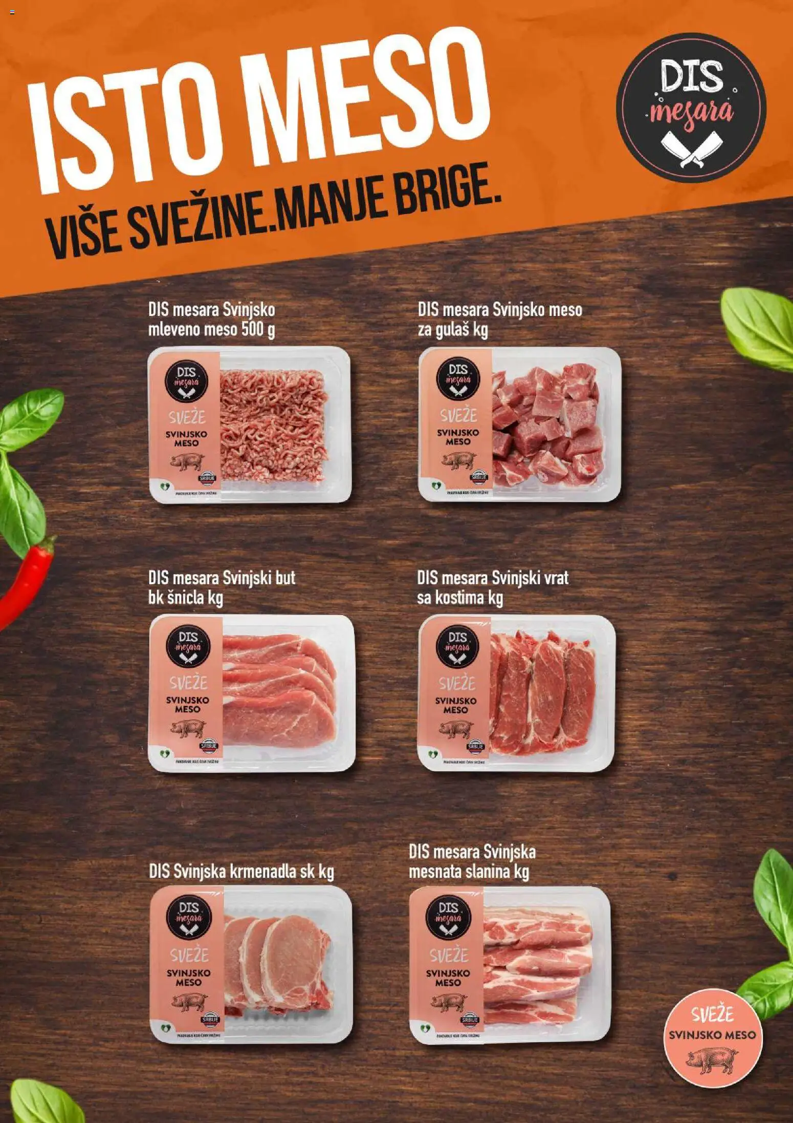 Pregled Super DIS kataloga - važi od 27.10.2025 - Meso, Slanina, Svinjski vrat, Mleveno meso, Krmenadla, Vrat, Svinjsko meso, Svinjska krmenadla