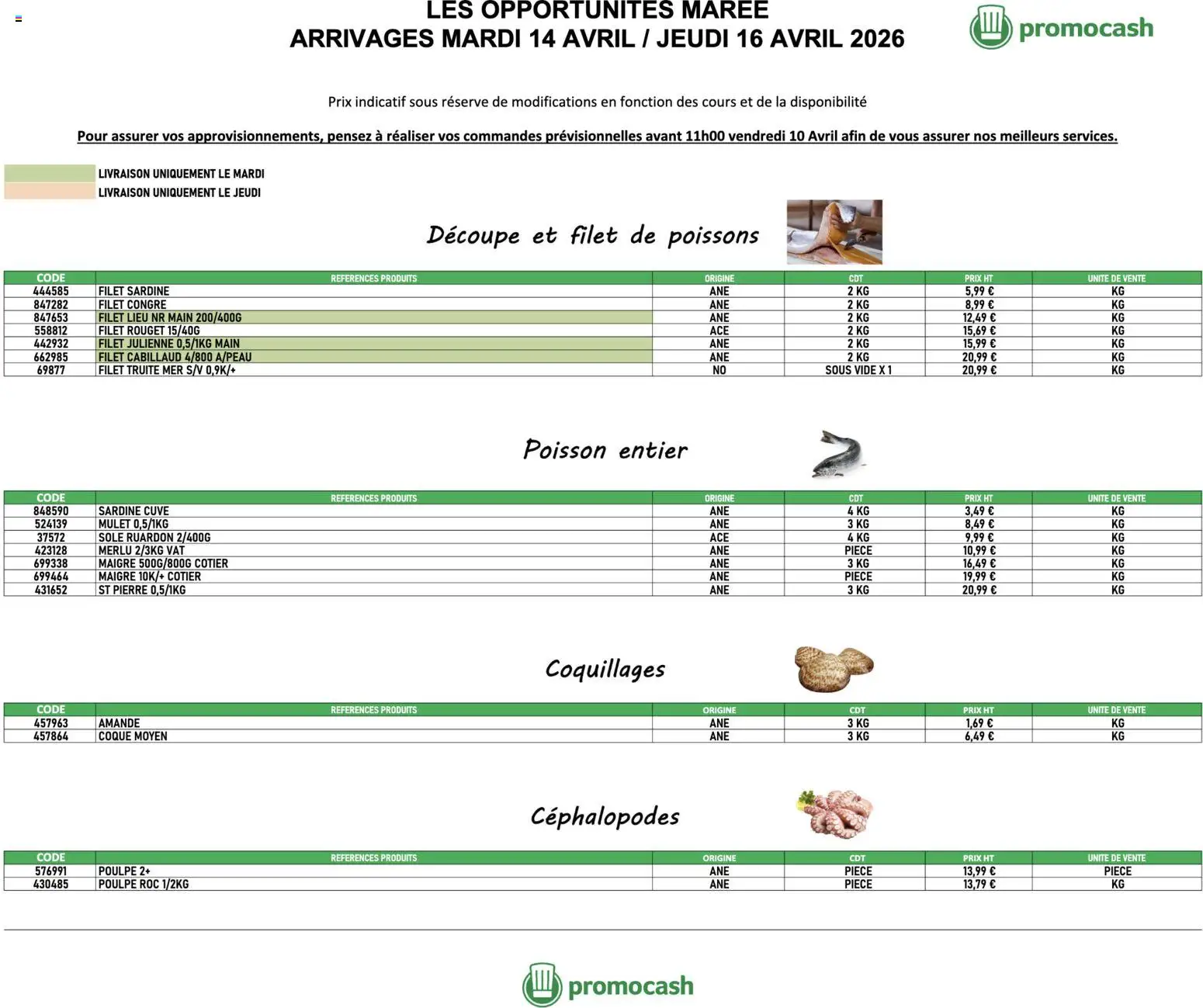 Prévisualisation de Promocash Opportunités Marée du magasin Promocash formulaire valide 14/04/2026