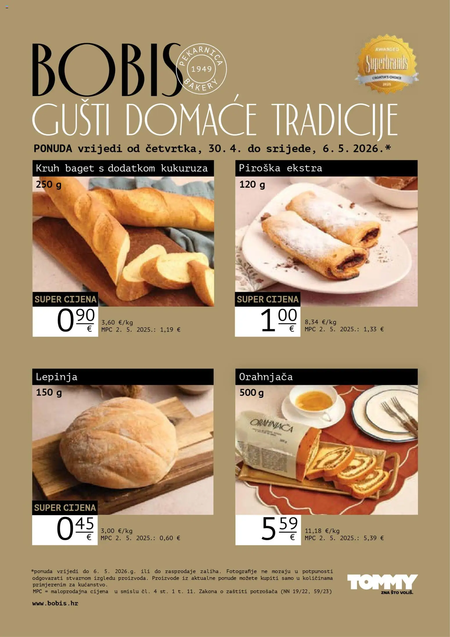 Pregled letka Tommy Bobis Super ponuda trgovine Tommy vrijedi od 30.04.2026