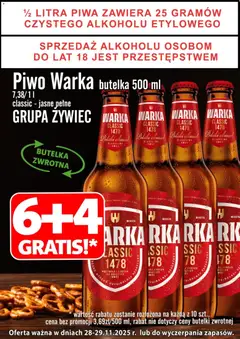 Pogląd gazetki "Promocja - Piwo Warka Classic Jasne Pełne 6+4 Gratis" ze sklepu Prim Market ważnej od 28.11.2025