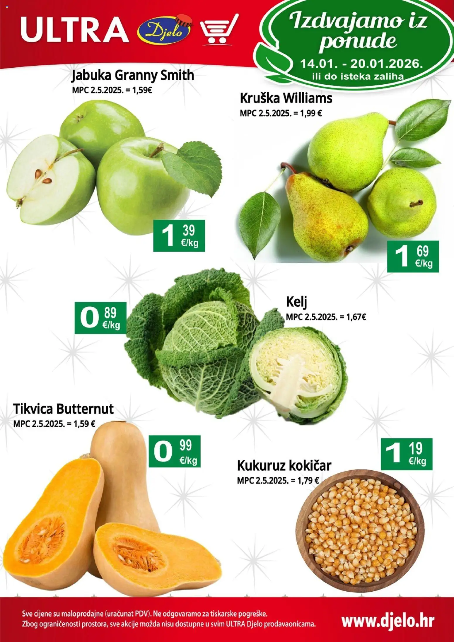 Pregled letka Trajanje akcije trgovine Djelo vrijedi od 14.01.2026