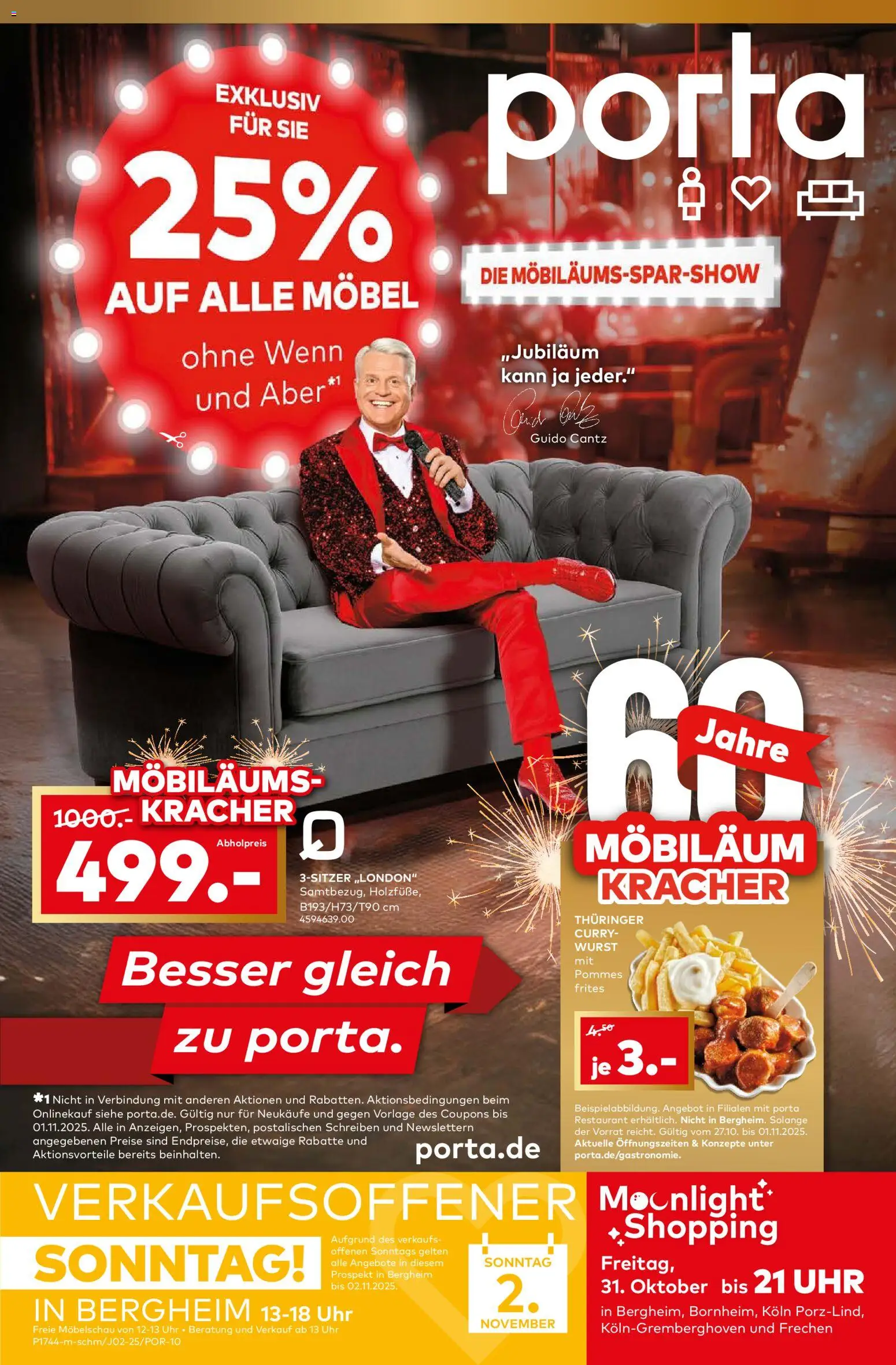 Porta! Möbiläums-Spar-Show mit Guido Cantz und 25% auf ALLE Möbel - Bergheim-Zieverich (vom 27.10.2025 - 02.11.2025)