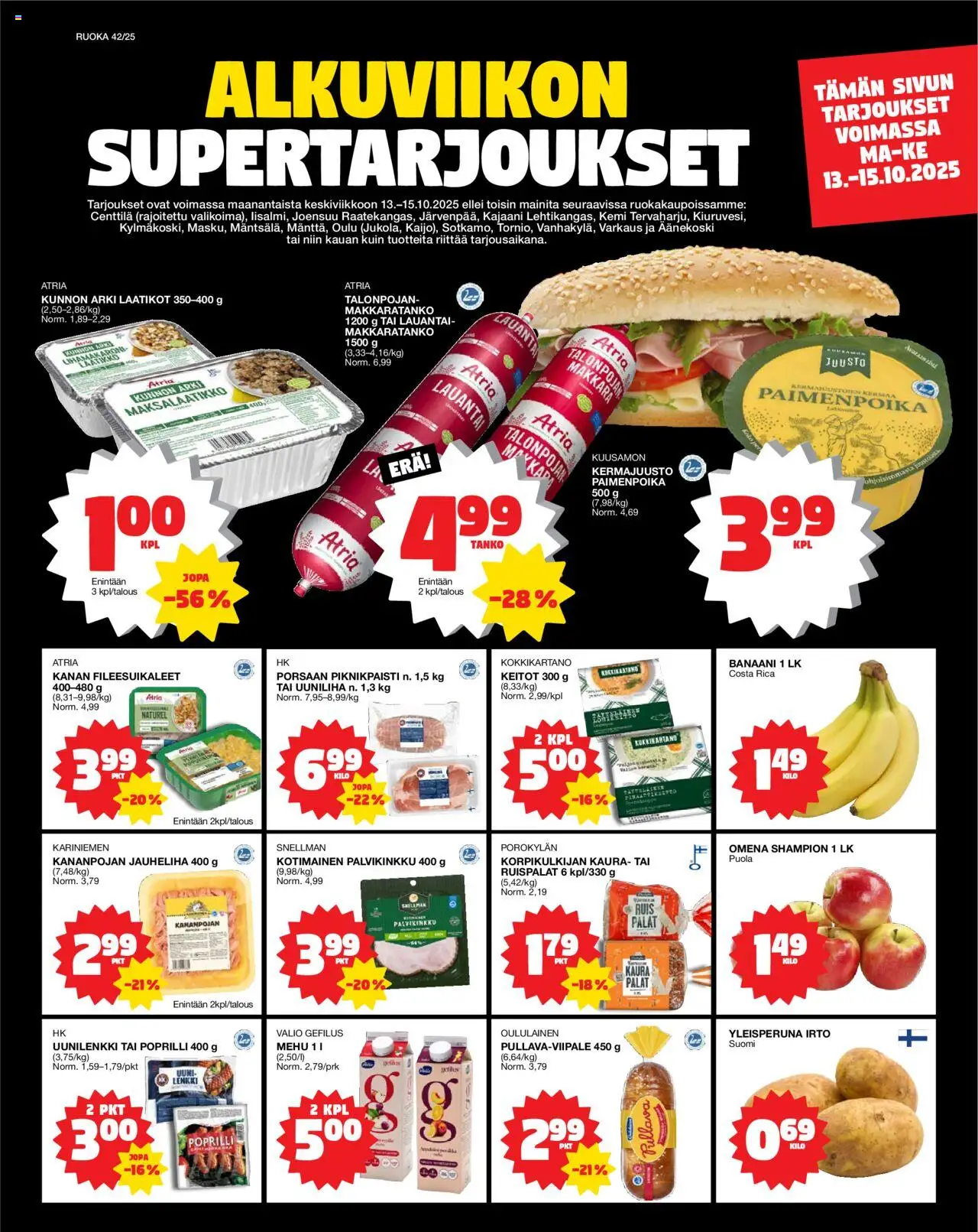 Tokmanni-kaupan Ruokatarjoukset voimassa 13/10/2025 - Sivulla 1