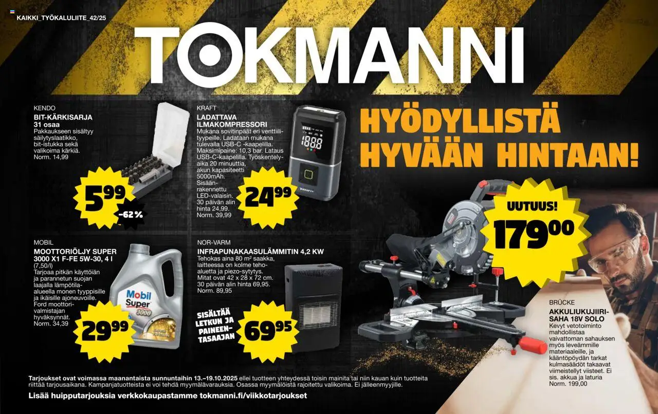 Tokmanni-kaupan Työkaluliite voimassa 13/10/2025 - Sivulla 1 - Voi, Moottoriöljy