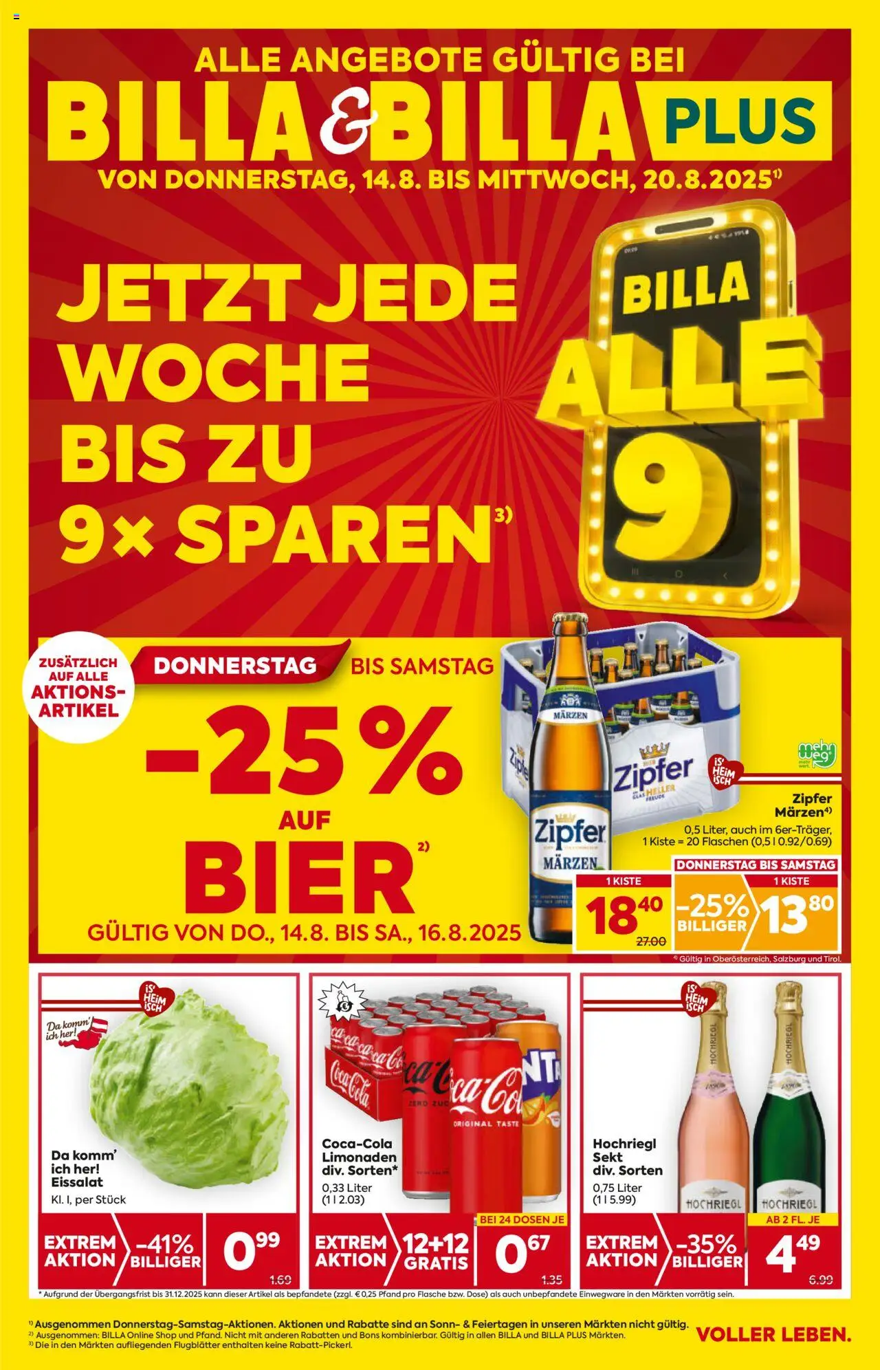  BILLA Flugblatt ab 14.08.2025 vorschau >> Tirol - Seite 1