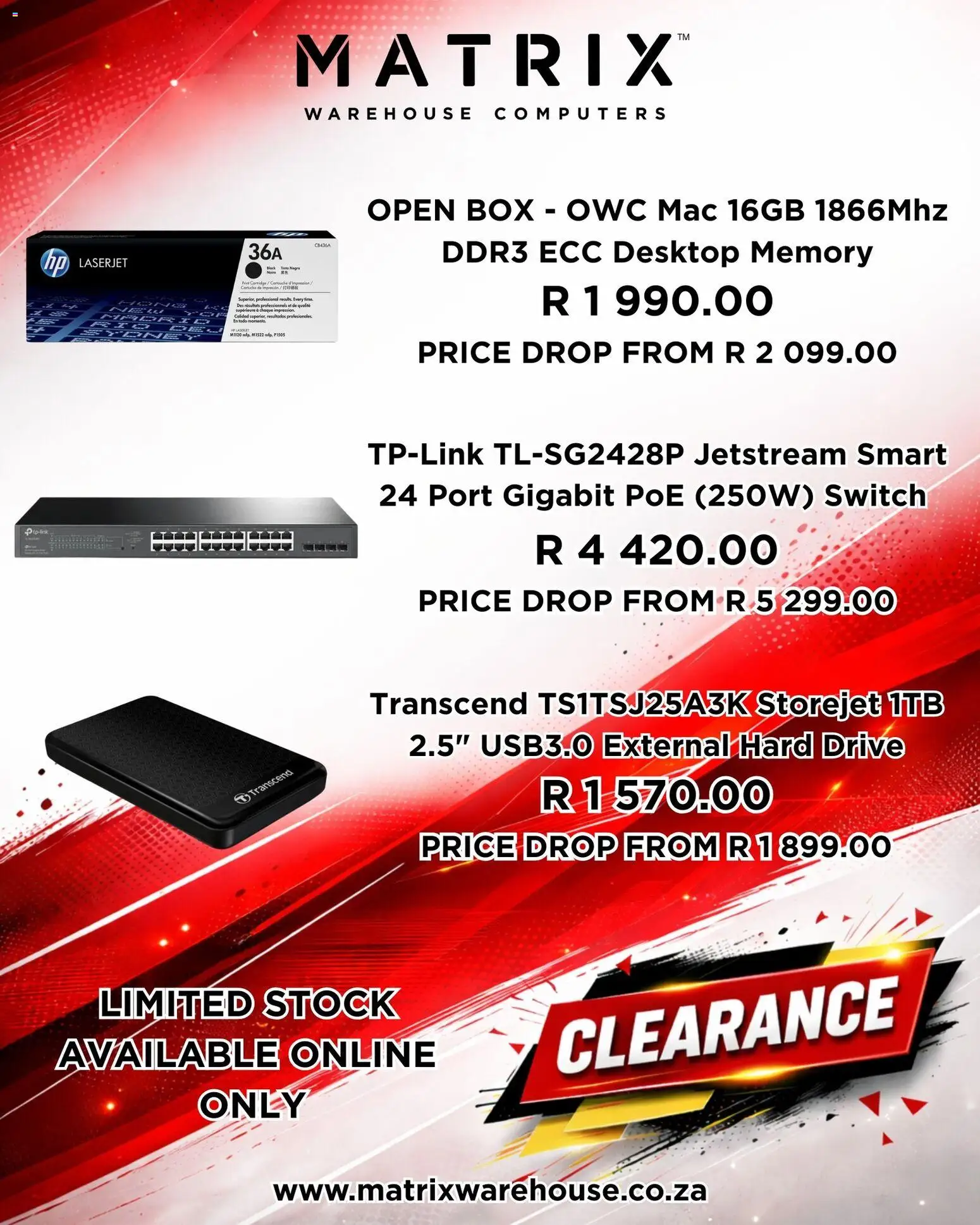 Preview of Matrix Warehouse flyer valid from 19/02/2026 - Box, Switch, Hard drive, Stock