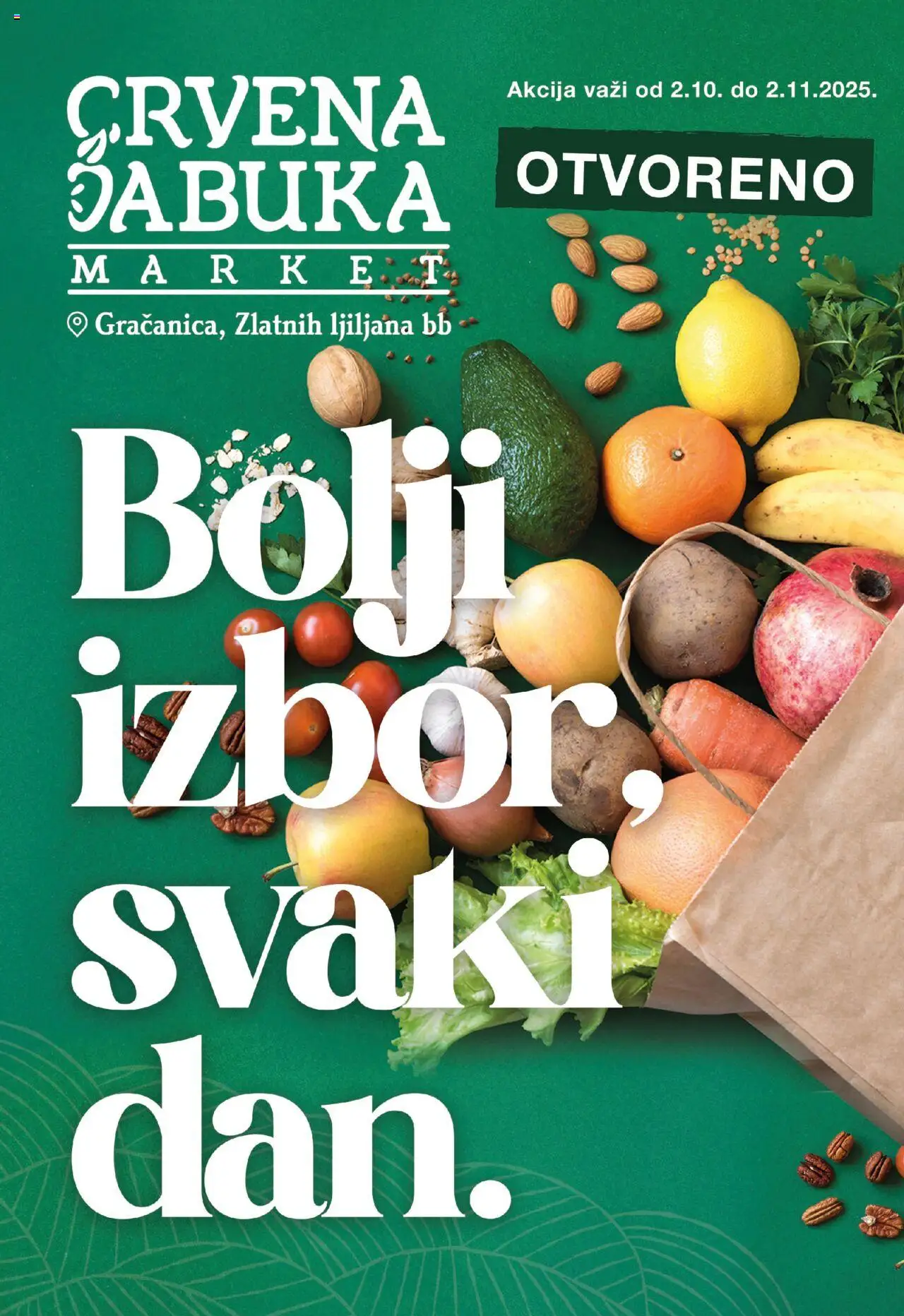 Pregled letka Katalog Akcija Crvena jabuka Gračanica trgovine Crvena jabuka vrijedi od 2025.10.02