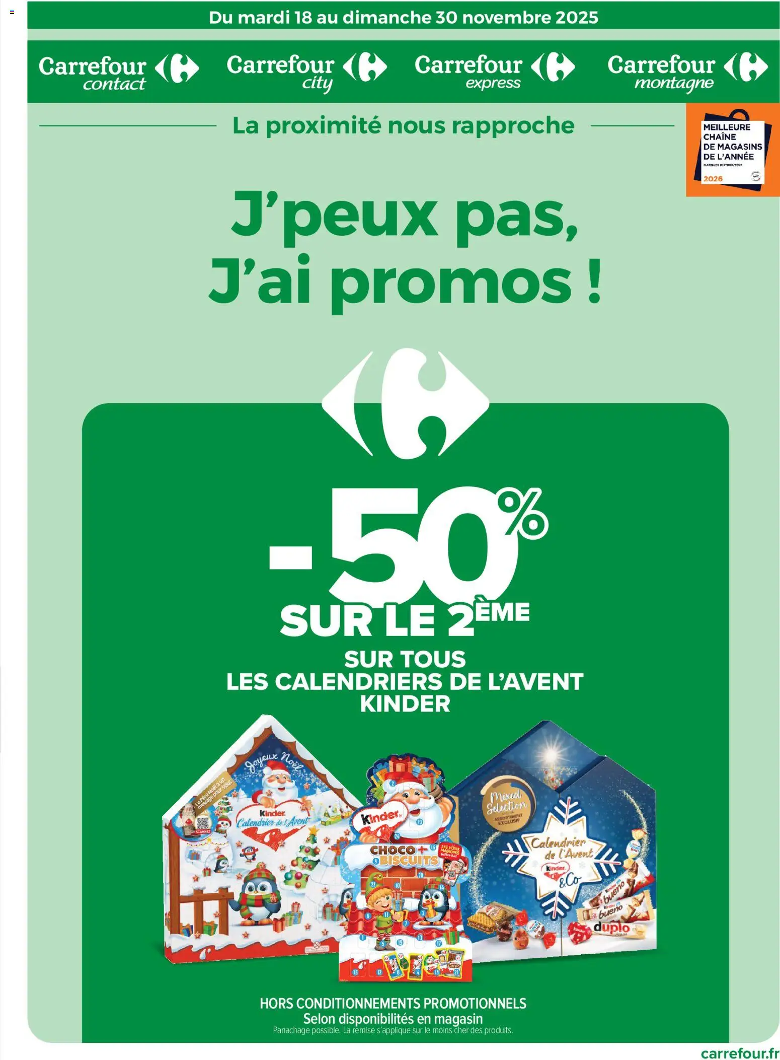 Prévisualisation de J'peux pas, j'ai promos du magasin Carrefour City formulaire valide 18/11/2025 - Calendrier, Distributeur