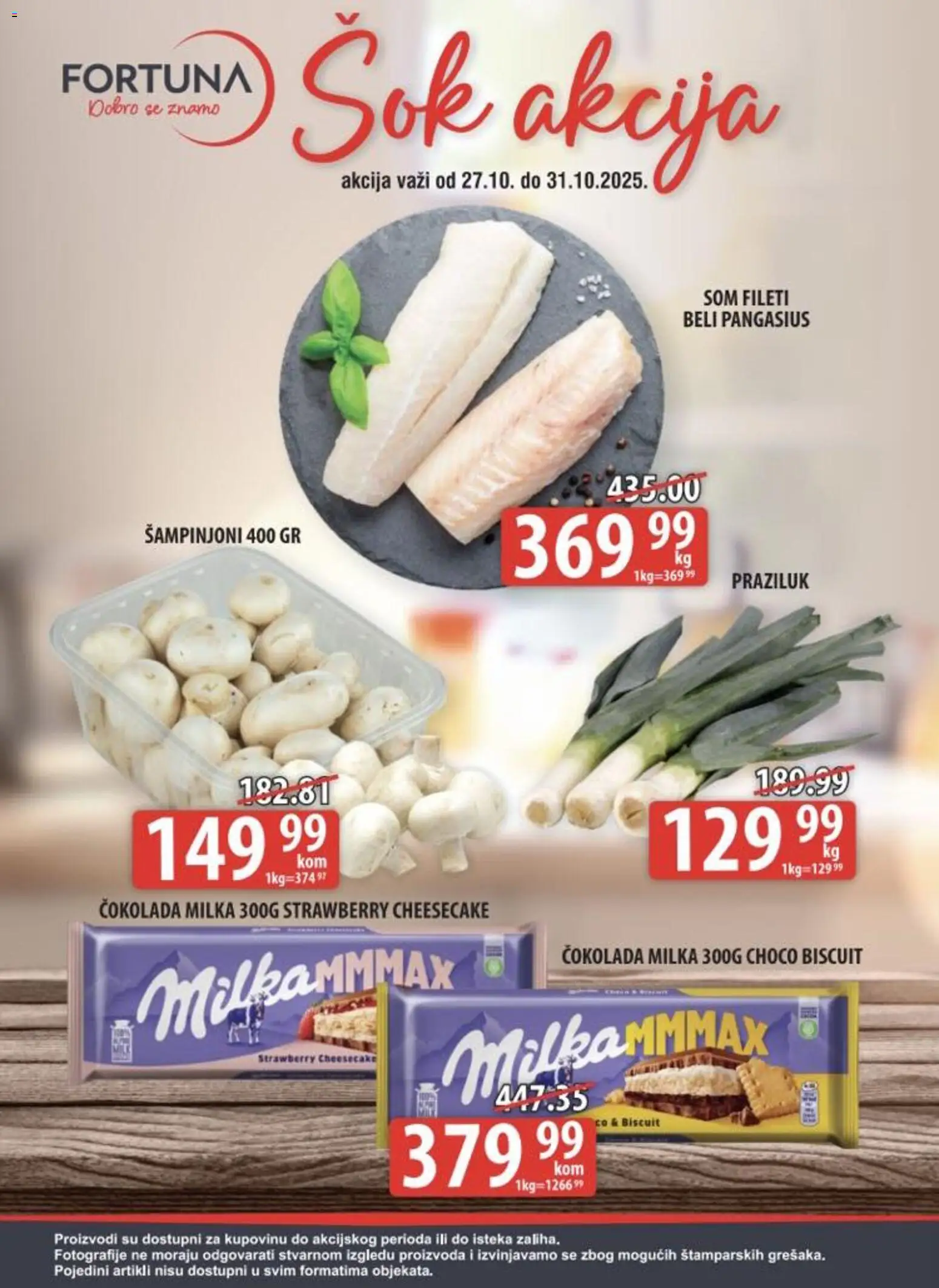 Fortuna Market katalog važi od 27.10.2025 - stranica 1 - Cheesecake, Milka, Praziluk, Čokolada, Sok, Šampinjoni
