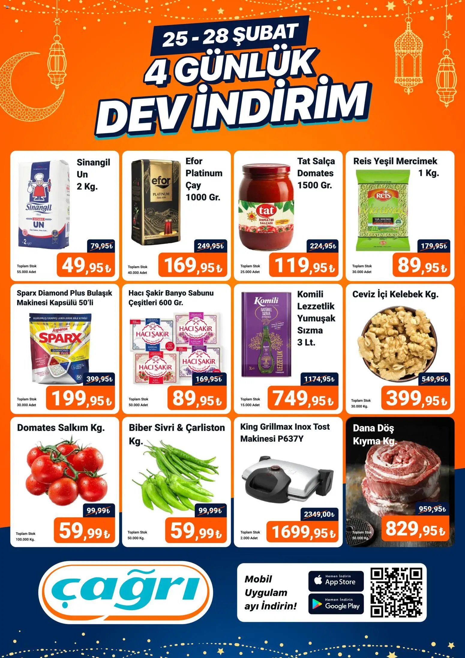 Çağrı Market 4 Günlük Dev İndirim 25.02.2026 - Broşürünün önizlemesi - Kıyma, Domates, Ceviz, Mercimek, Banyo, Biber