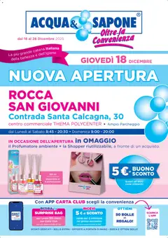 Anteprima dell'opuscolo Volantino Rocca San Giovanni dal negozio Acqua e Sapone valido da 18/12/2025