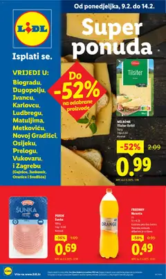 Pregled letka Super ponuda trgovine Lidl vrijedi od 09.02.2026