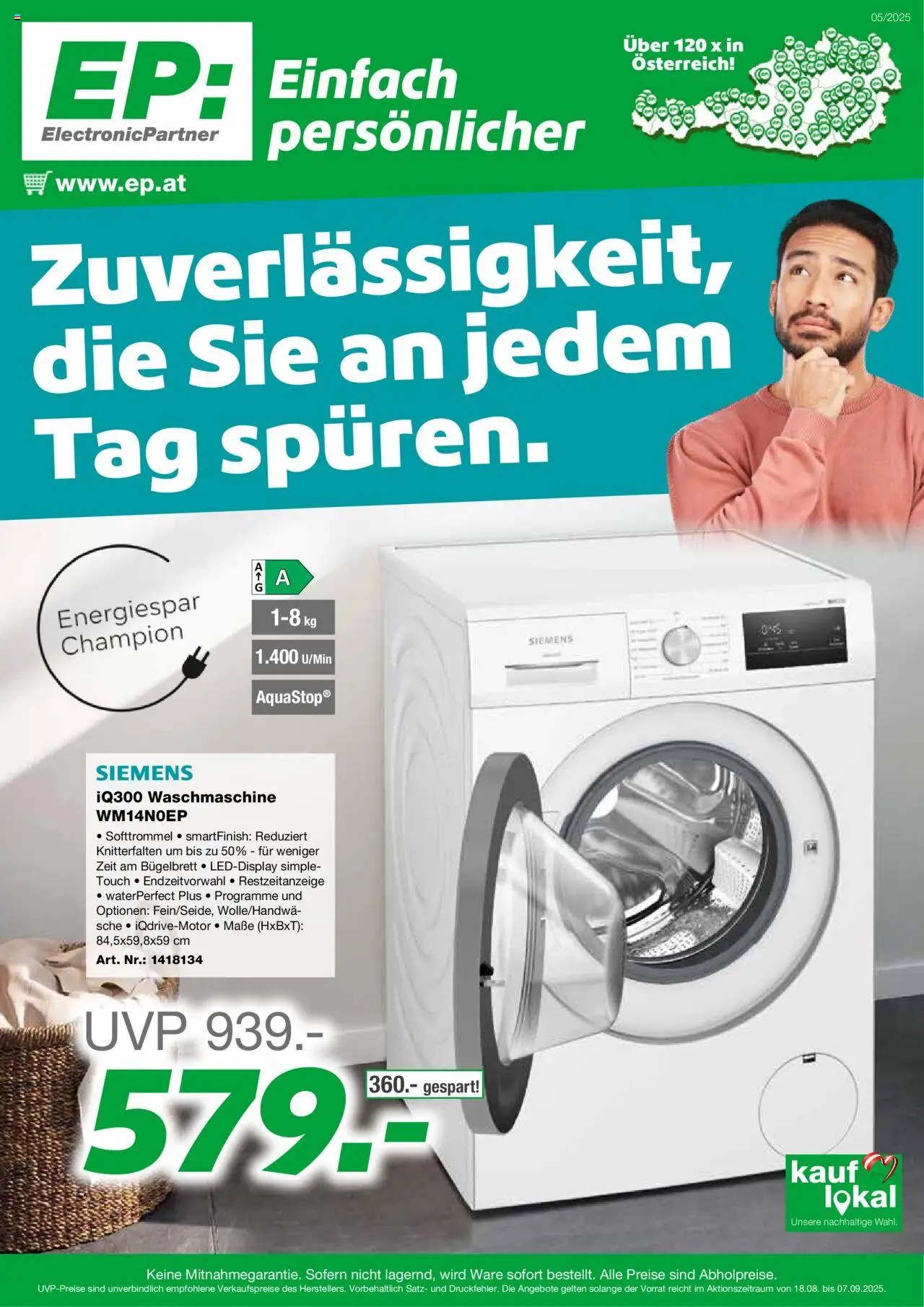 EP: ElectronicPartner Flugblatt ab (18.08.2025 - 07.09.2025) - Seite 1 - Waschmaschine