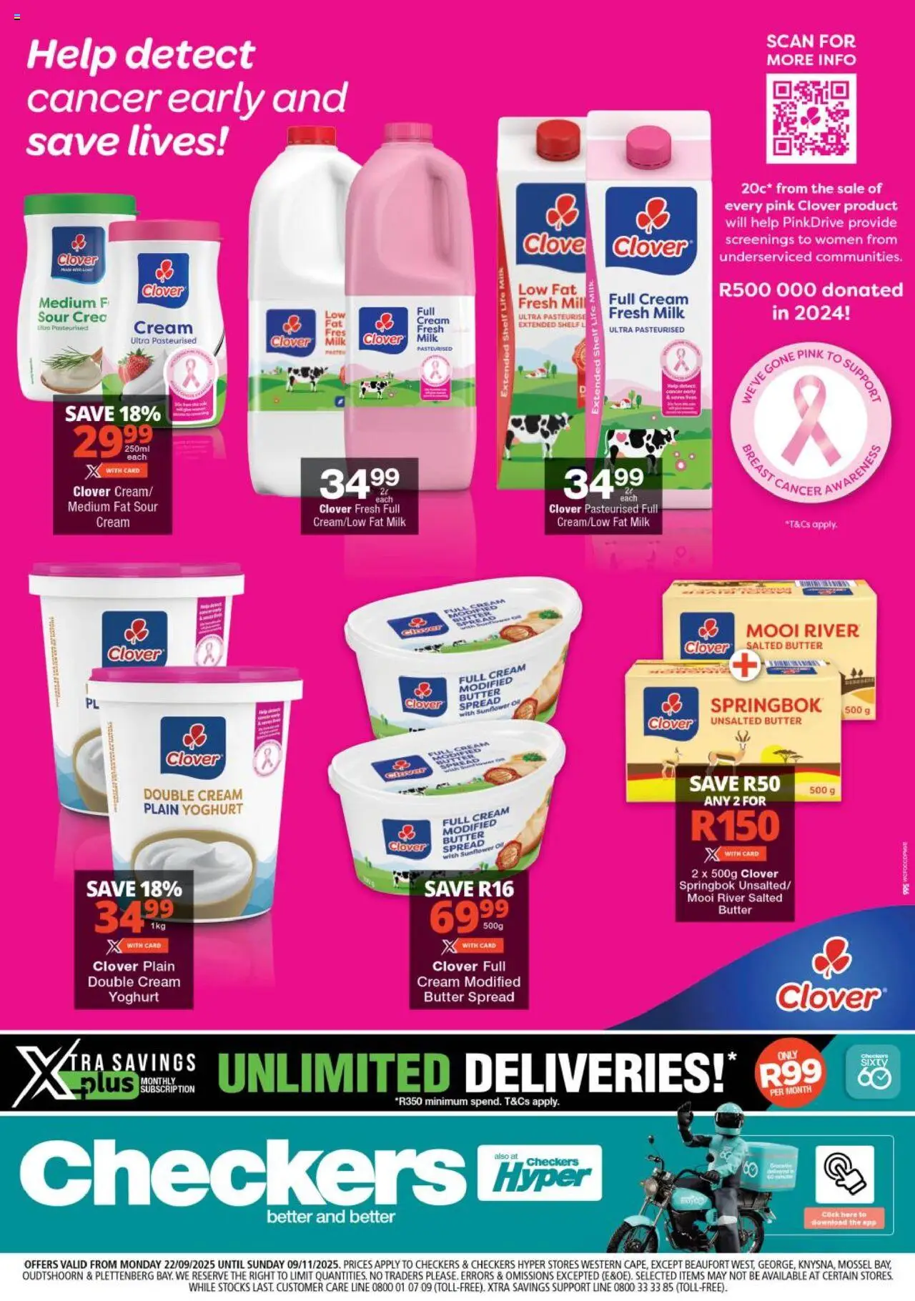 Preview of Checkers flyer valid from 22/09/2025 - Milk, Butter, Shelf, Cream, Yoghurt, Spread, Cream cream