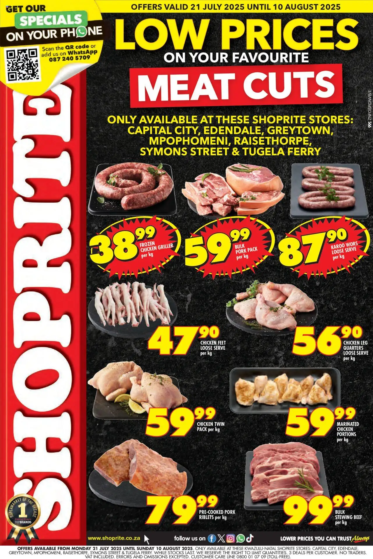 Shoprite KwaZulu-Natal - Low Price Meat Exclusive 21/07 - 10/08/2025 >> Catalogue - Phone, Chicken, Pork, Beef, Griller
