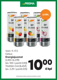 Kaupan Prisma Tarjoukset Celsius Energiajuomat esikatselu, voimassa 11/02/2026