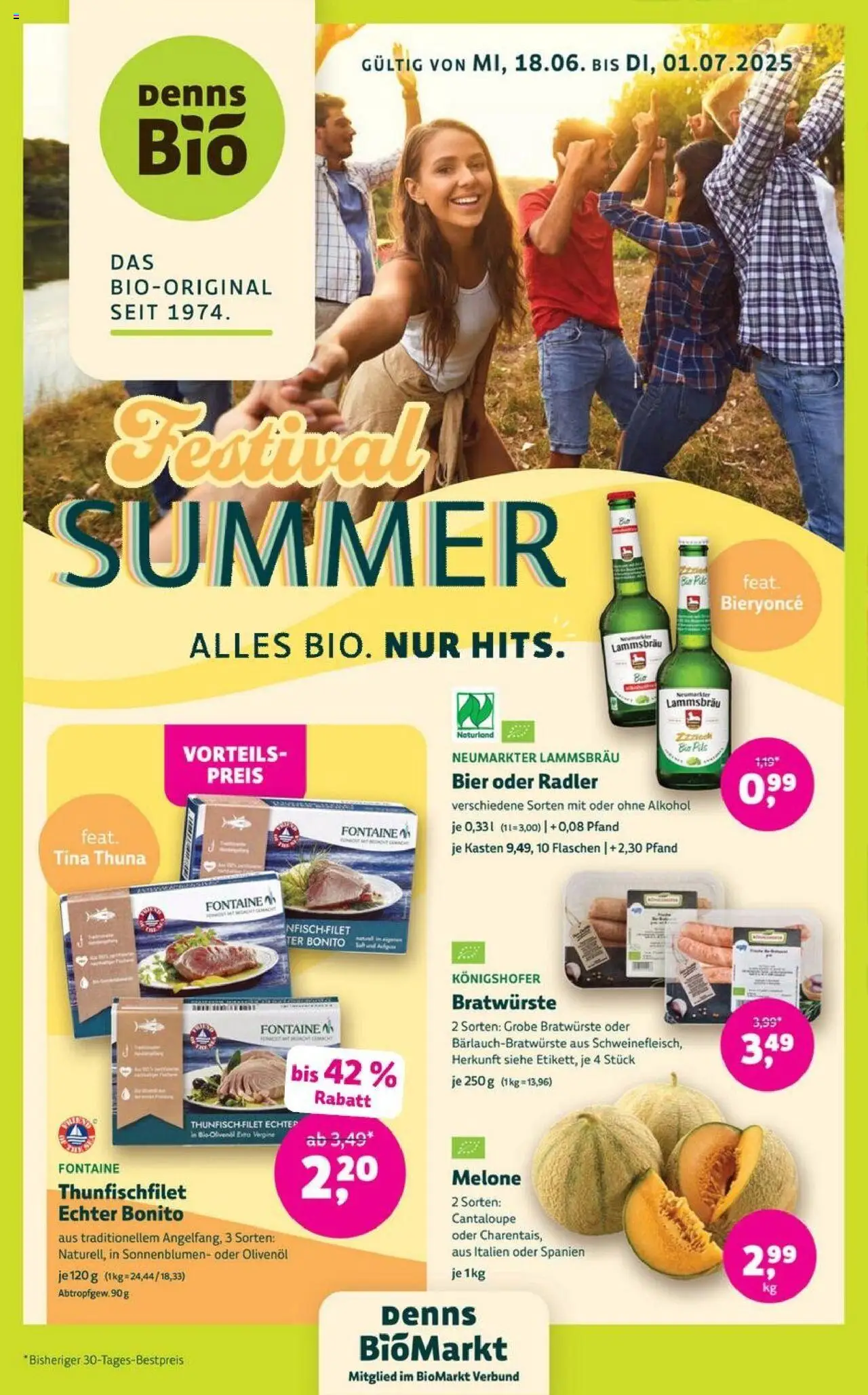 Denns BioMarkt Prospekt (vom 18.06.2025 - 01.07.2025) - Bier, Alkohol, Melone, Radler, Pils, Olivenol