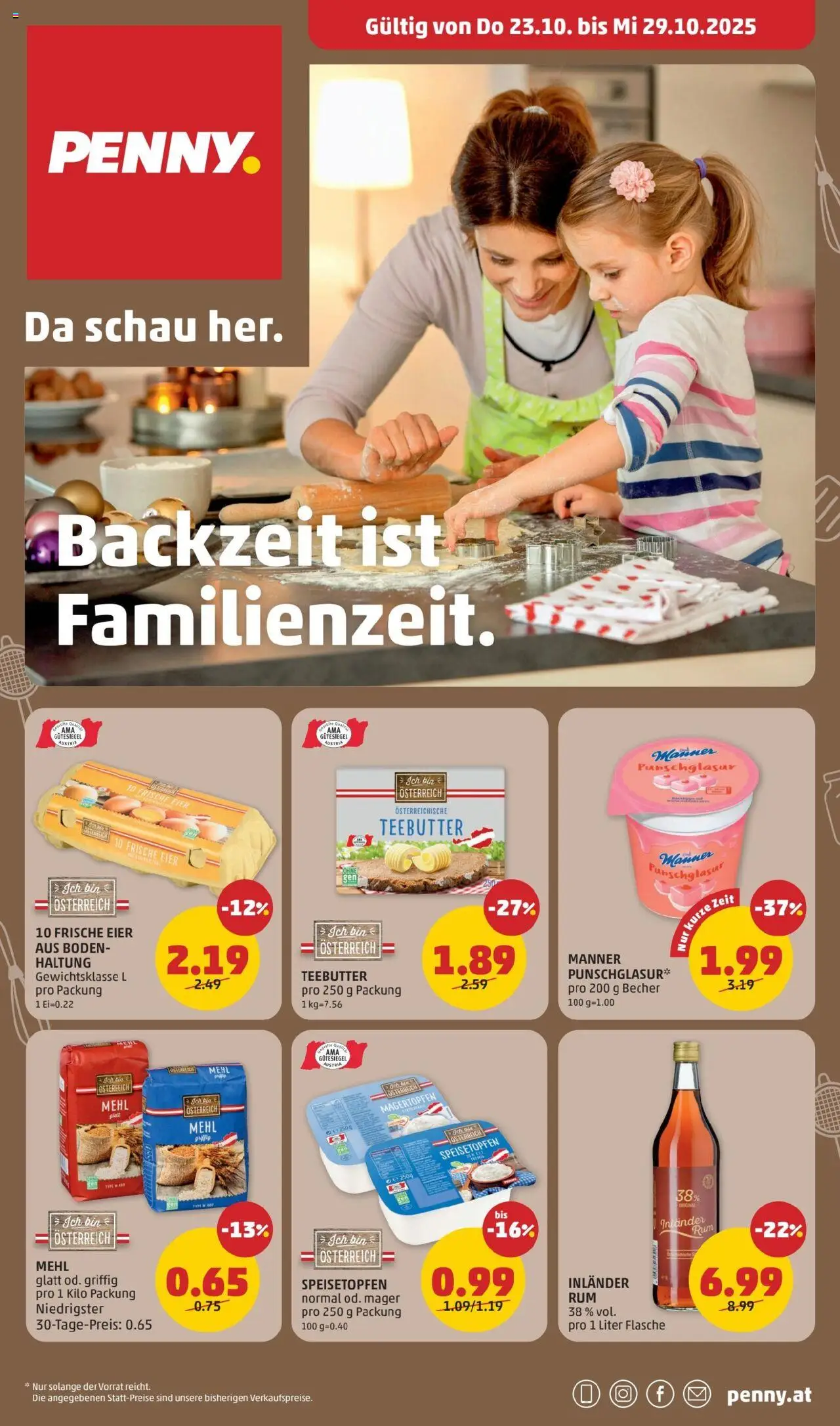  PENNY Flugblatt 23.10.2025 - Angebote "Backzeit ist Familienzeit" - Seite 1