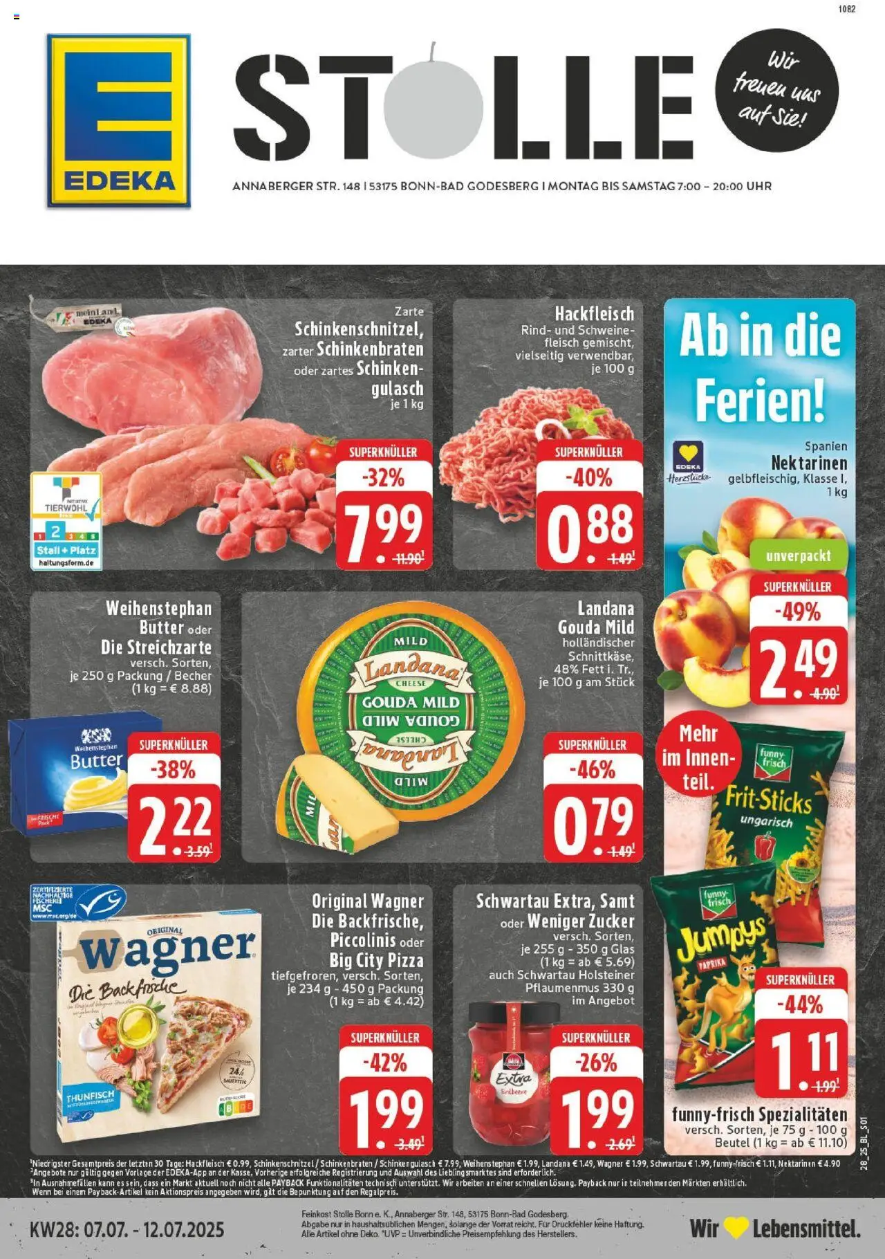 EDEKA Prospekt ab 06.07.2025 - Prospekt Bonn - Bad Godesberg Online - Chips, Gulasch, Fleisch, Hackfleisch, Paprika, Piccolinis, Gouda, Spezialitäten
