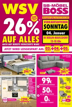 Vorschau von dem Prospekt des Geschäftes SB Möbel Boss, gültig ab dem 03.01.2026