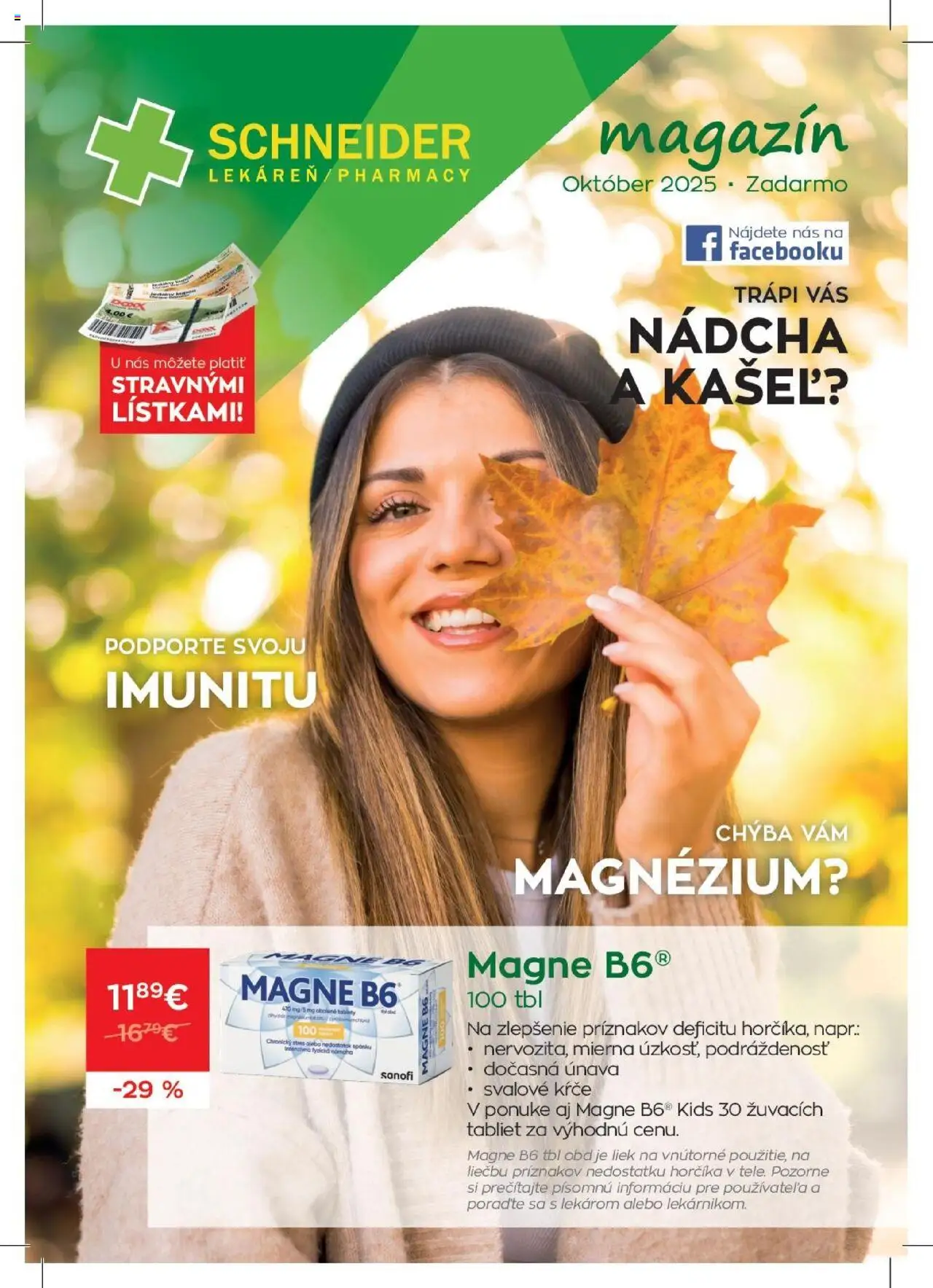 Schneider lekáreň Leták (01.10. - 31.10.2025) - Akčná ponuka