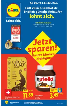 Vorschau des Merkblatts Lidl aktionen Neueröffnung Zürich vom Shop Lidl gültig von 19.03.2026 bis 25.03.2026