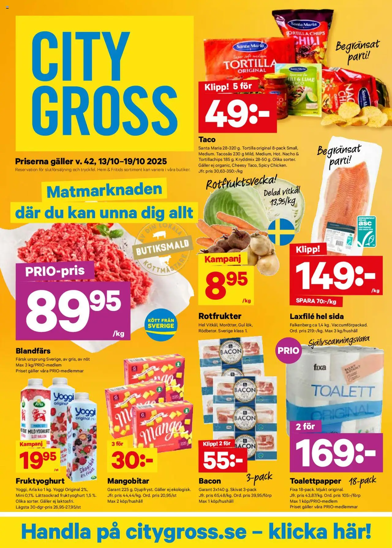 Aktuella reklamblad City Gross är giltig 13/10 2025 > Veckans Erbjudanden gäller från 13/10/2025 till 19/10/2025 sidnummer 1
