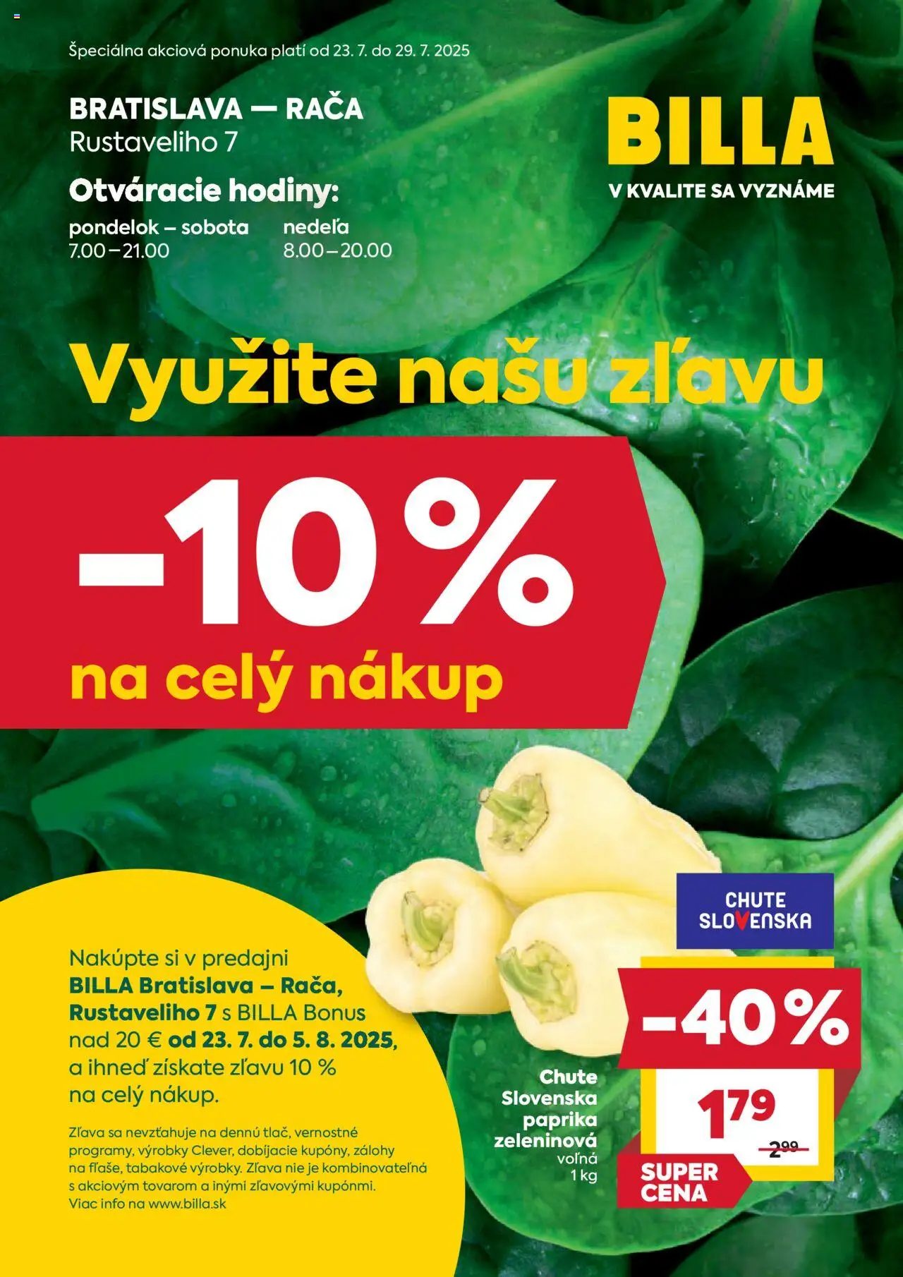Billa leták od 23.07.2025 > Špeciálna ponuka Bratislava - Rača online