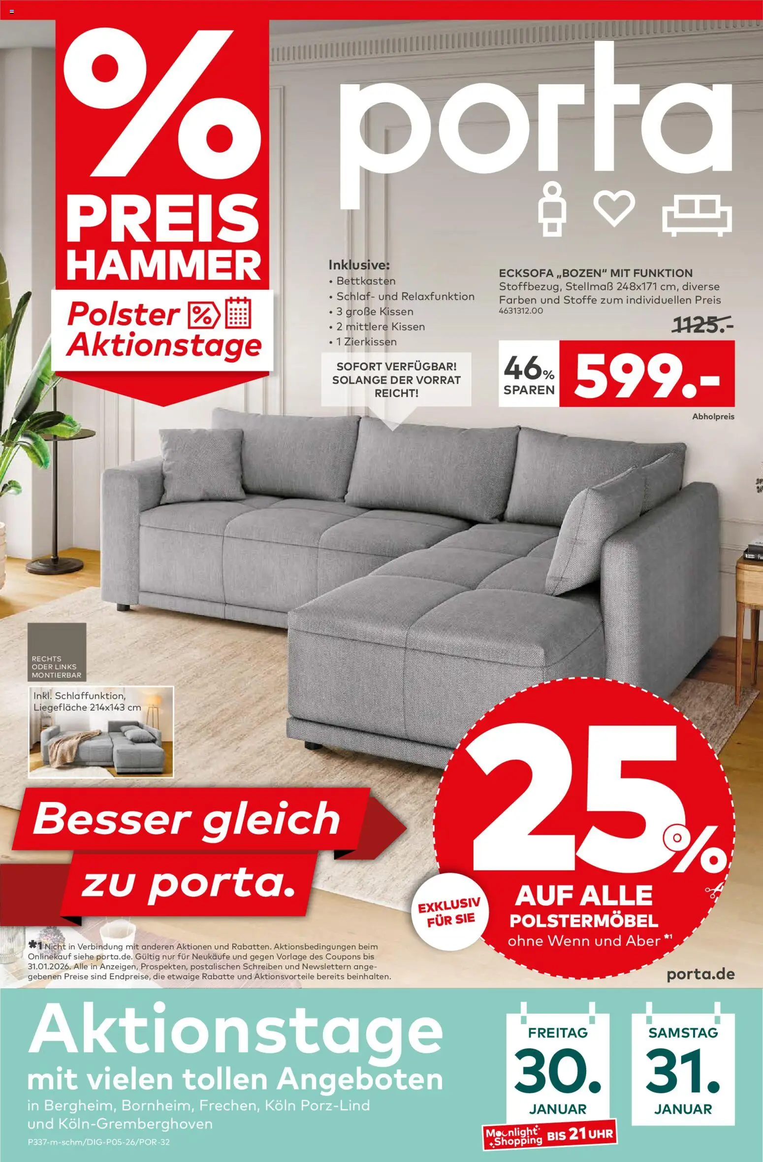 Vorschau von dem Prospekt des Geschäftes Porta!, gültig ab dem 25.01.2026 - Uhr, Ecksofa, Kissen