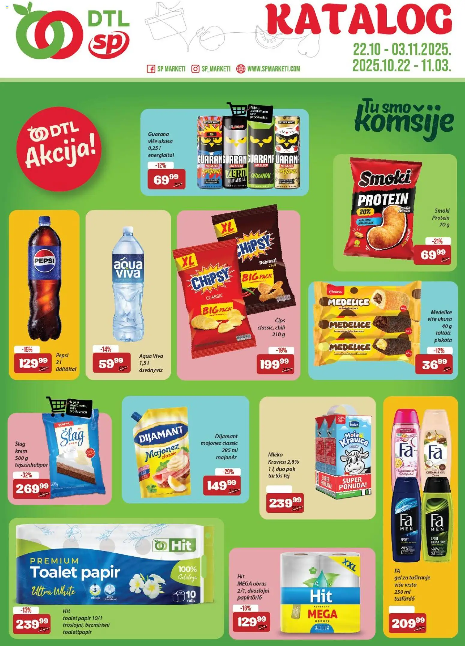 Senta Promet katalog važi od 22.10.2025 - stranica 1 - Protein, Smoki, Mleko, Majonez, Krem, Čips, Ubrus, Gel za tuširanje