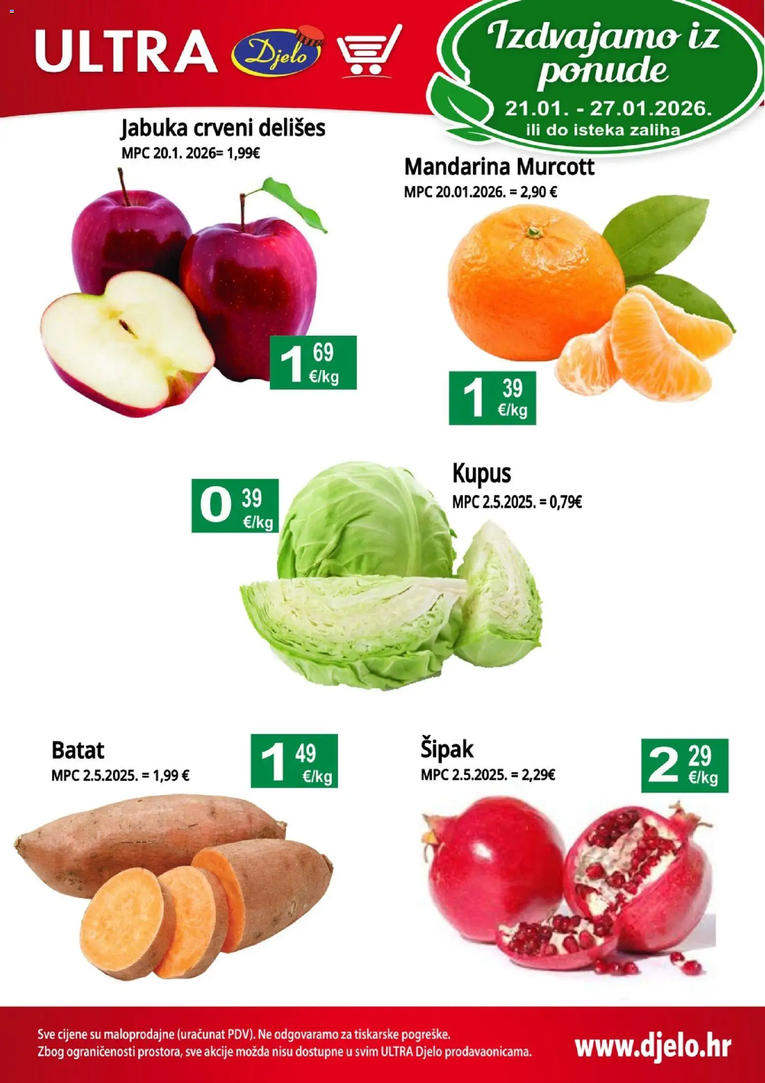 Pregled letka Trajanje akcije trgovine Djelo vrijedi od 21.01.2026