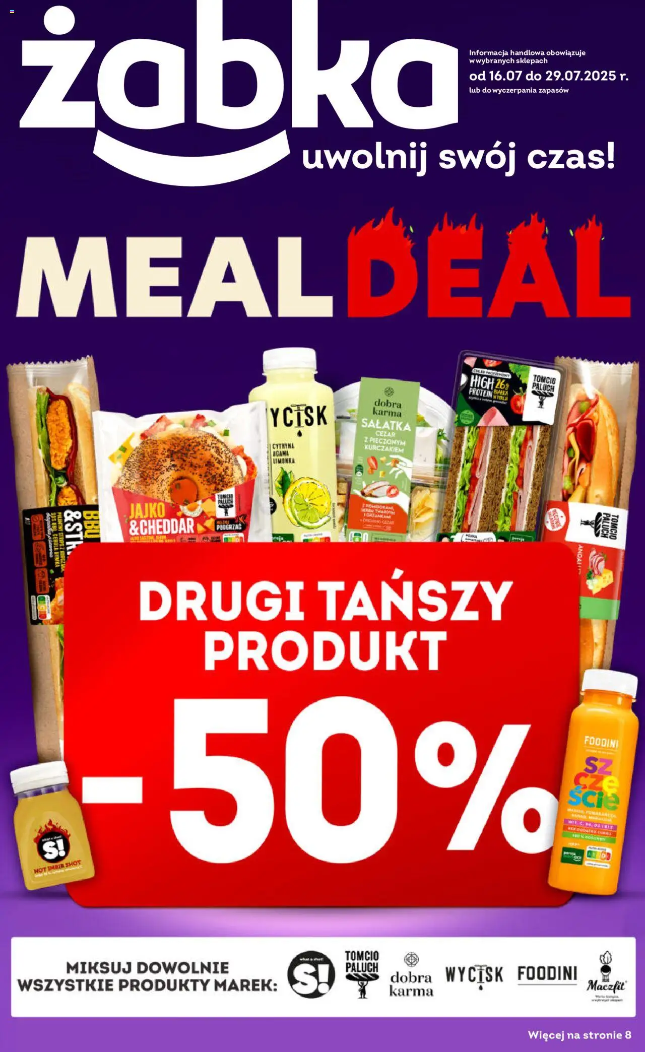 Żabka Gazetka od 16.07.2025 - Nowa Gazetka - Numer strony 1 - Czekolada, Chipsy, Żeberka, Milka, Lemoniada, Czekolada milka