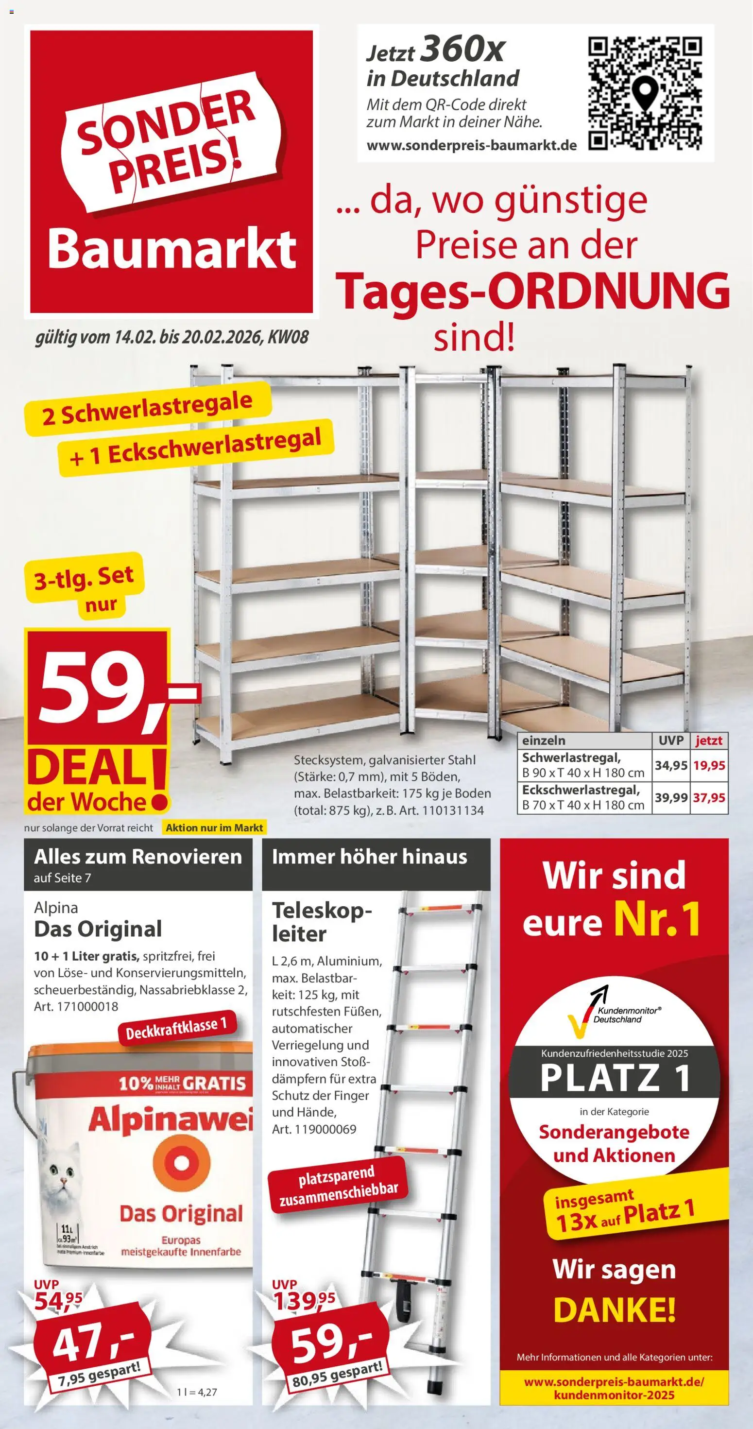 Vorschau von dem Prospekt des Geschäftes Sonderpreis Baumarkt, gültig ab dem 14.02.2026