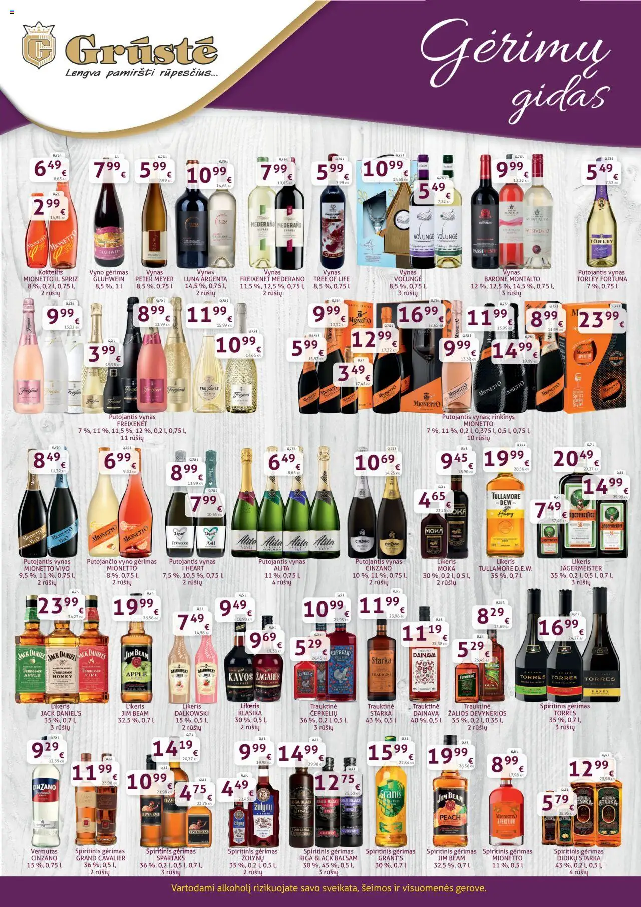 GRUSTE leidinys galioja nuo 2025.10.11 – puslapio numeris 1 - Vynas, Jägermeister