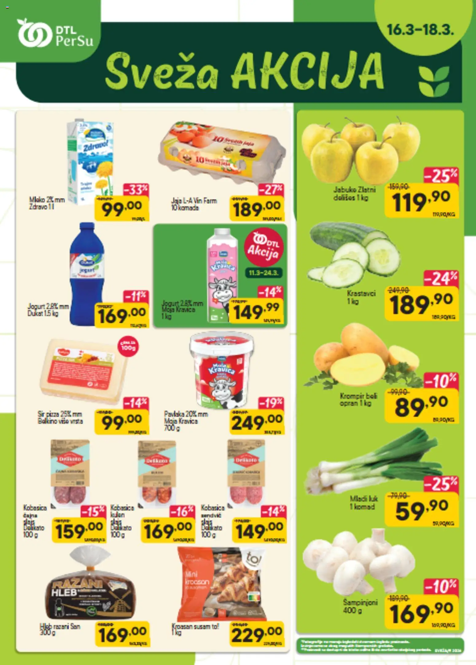 Pregled PerSu kataloga - važi od 16.03.2026 - Krompir, Kulen, Susam, Jaja, Sir, Jogurt, Luk, Krastavci