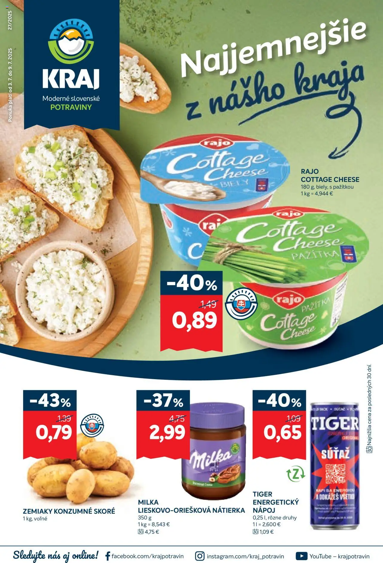 Kraj Leták (03.07. - 09.07.2025) - Akčná ponuka - Milka, Zemiaky, Nátierka, Energetický nápoj, Pažítka