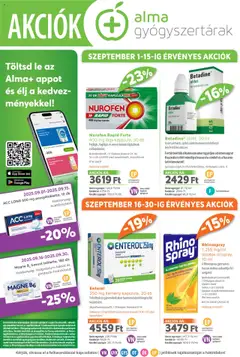 Alma Gyógyszertárak - Akciós újság Alma Gyógyszertárak megtekintése, amely érvényes 2025.09.01.-től