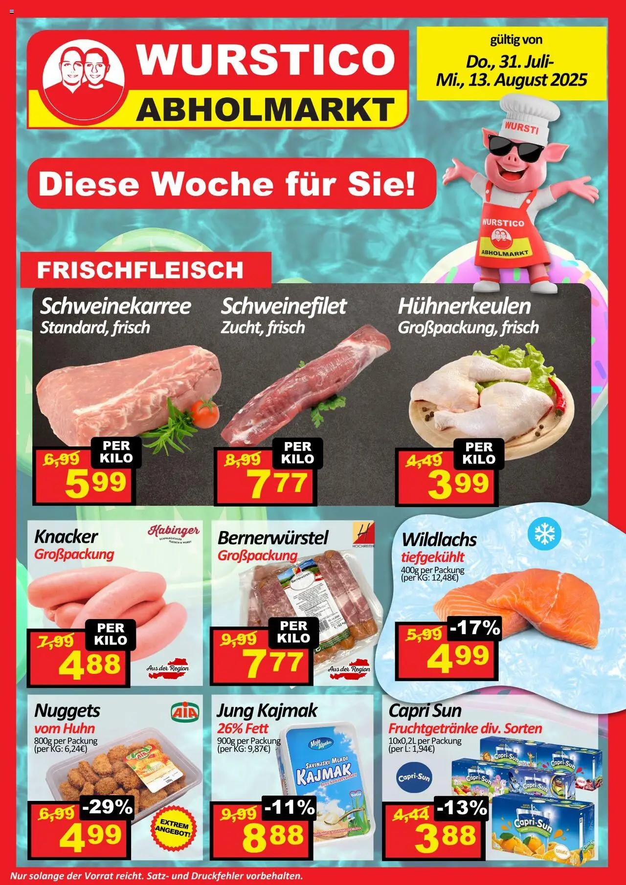  Wurstico Abholmarkt Flugblatt ab (31.07.2025 - 13.08.2025) - Seite 1