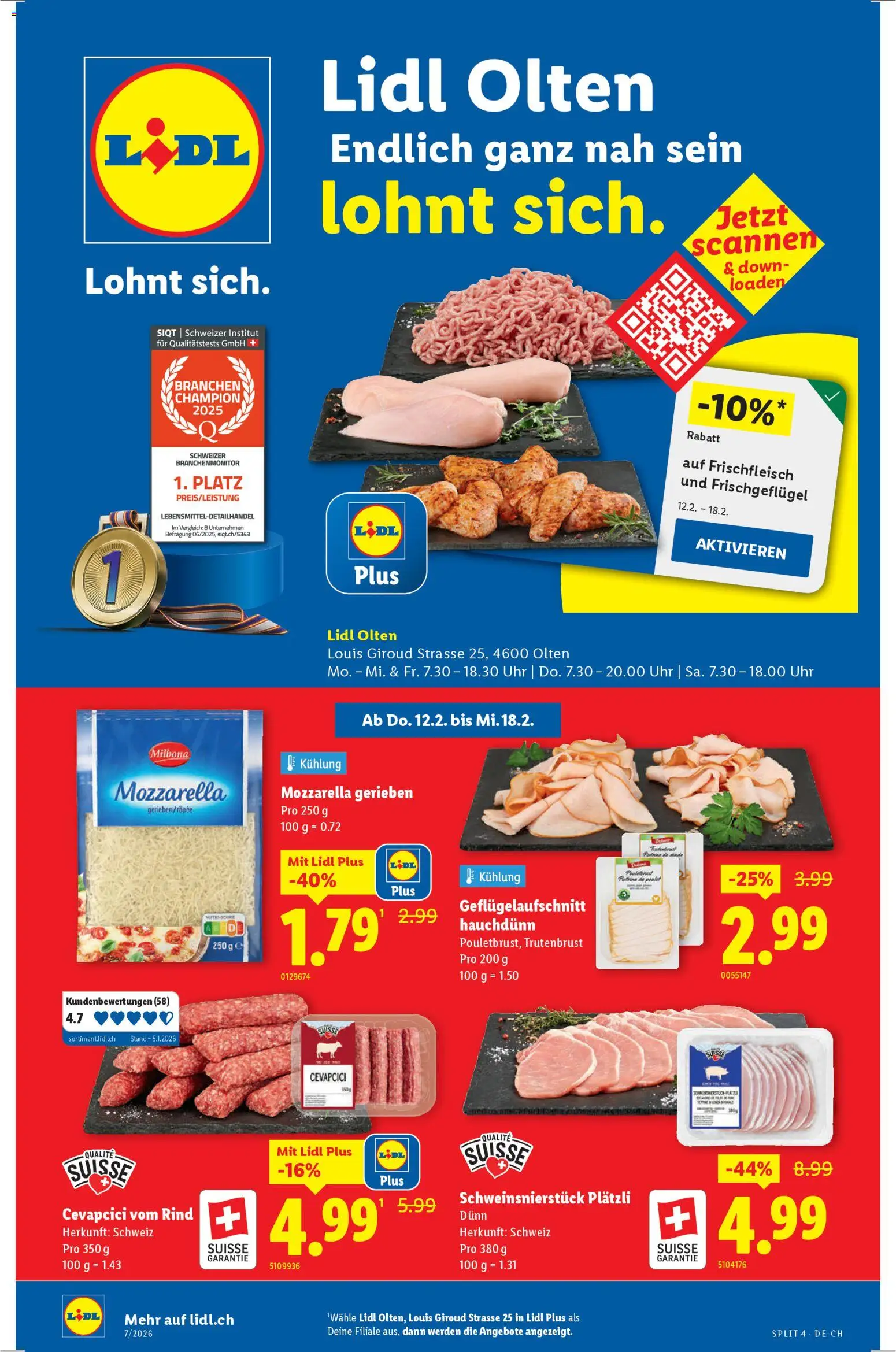 Vorschau des Merkblatts Aktionen Neueröffnung Olten vom Shop Lidl gültig von 12.02.2026 bis 18.02.2026