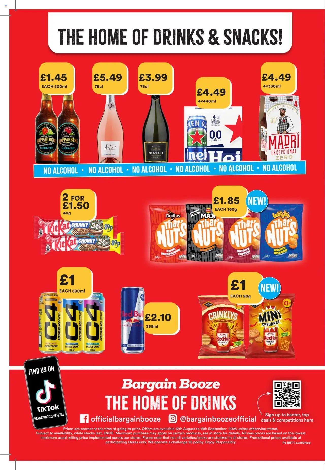 Bargain Booze shop Offers valid from 12/08/2025 - Page number 1 - Fruit, Drinks, Alcohol, Pineapple, Oven, Snacks, Bacon, Nuts