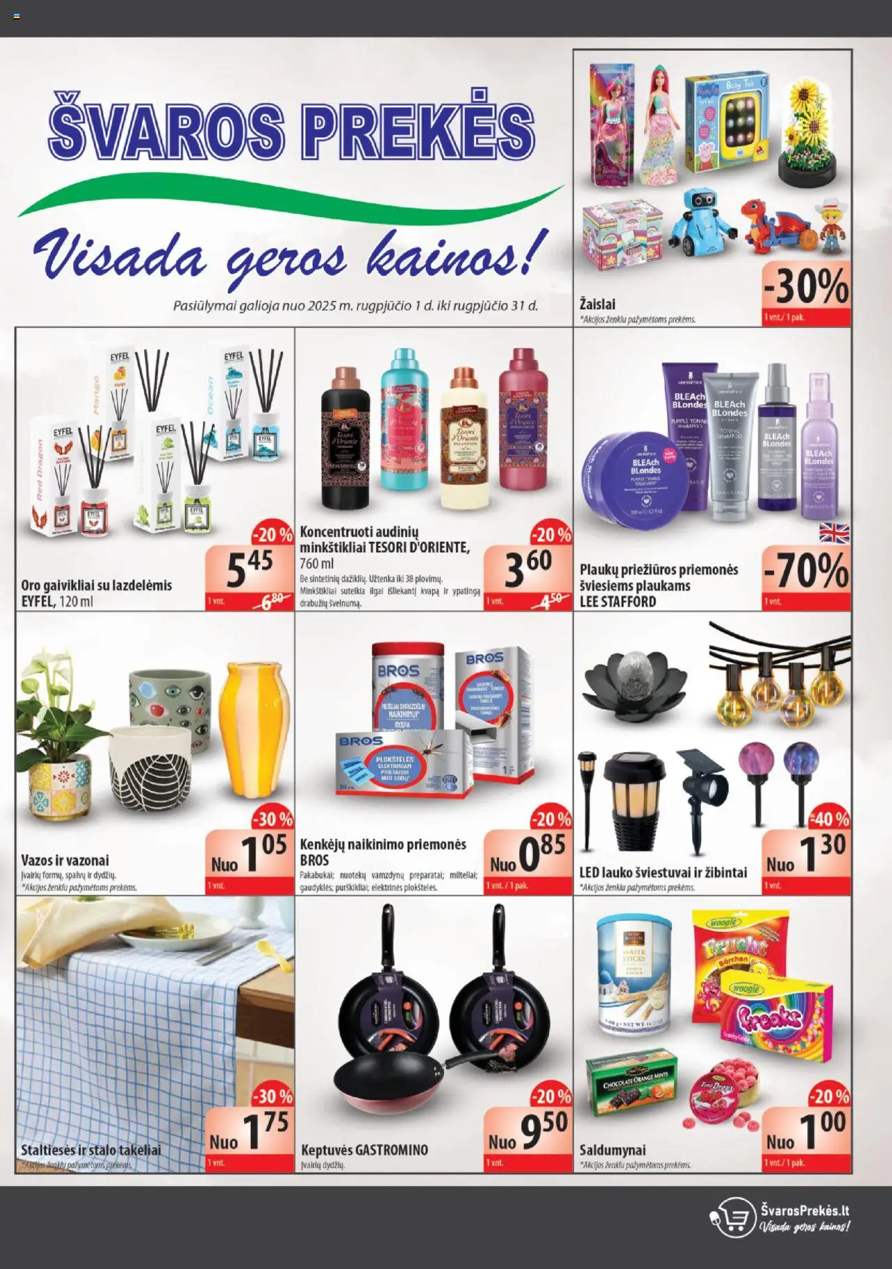 Švaros Prekés leidinys galioja nuo 2025.08.01 – puslapio numeris 1 - Saldumynai