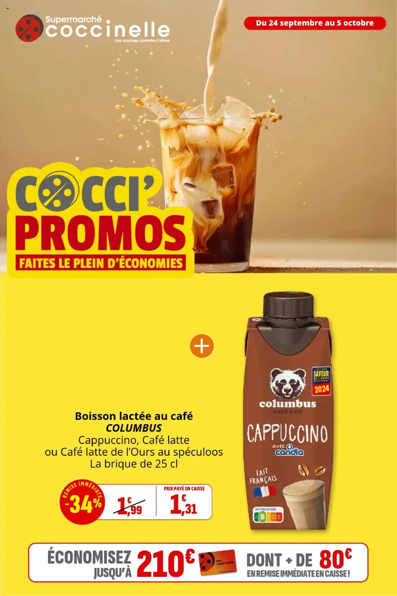 Catalogue de la boutique Coccinelle valable du 24/09/2025 - Page numéro 1 - Café, Boisson, Cappuccino, Lait, Spéculoos, Brique, Candia, Boisson lactee