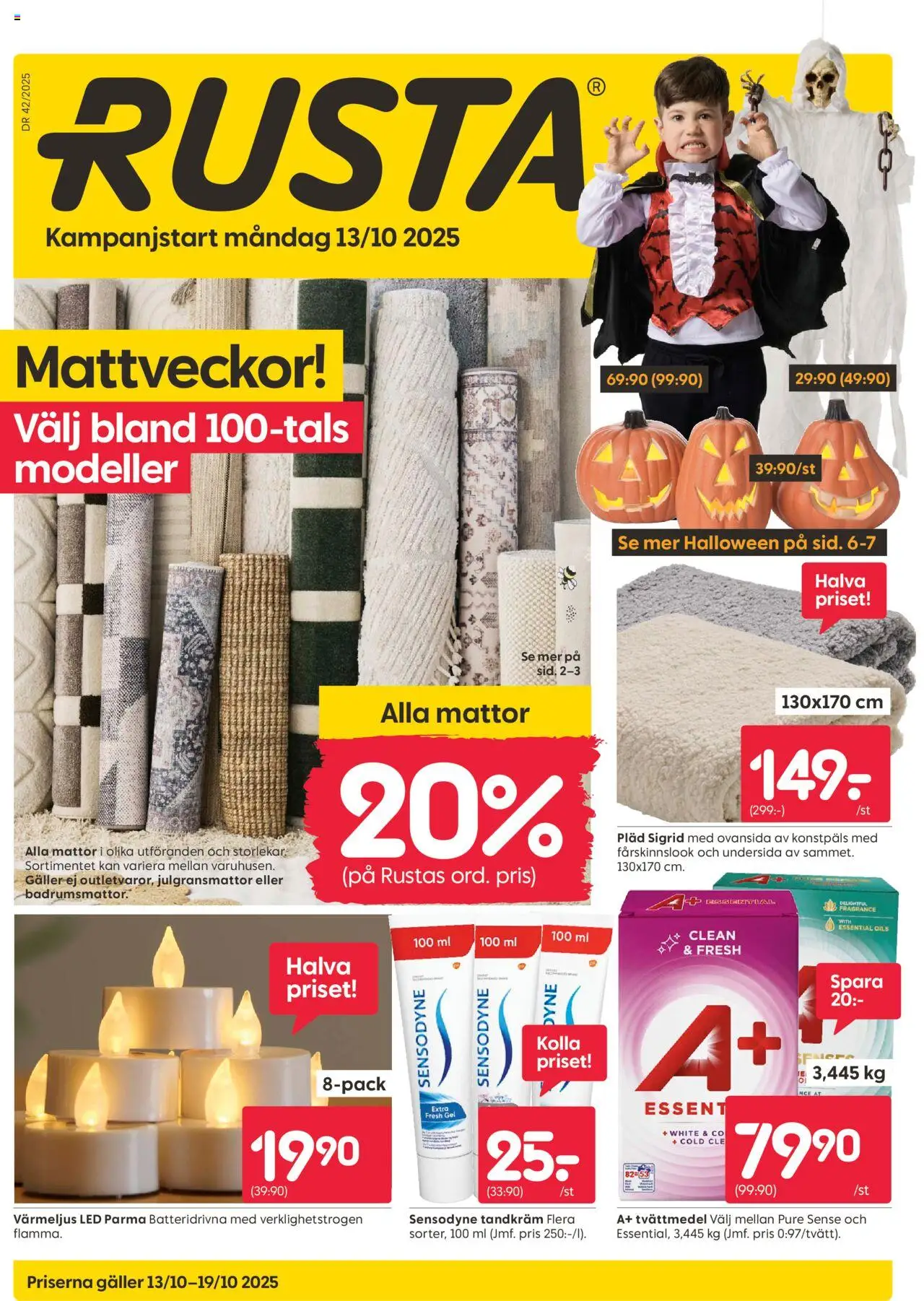 Aktuella reklamblad Rusta är giltig 13/10 2025 > Veckans Erbjudanden gäller från 13/10/2025 till 19/10/2025 sidnummer 1