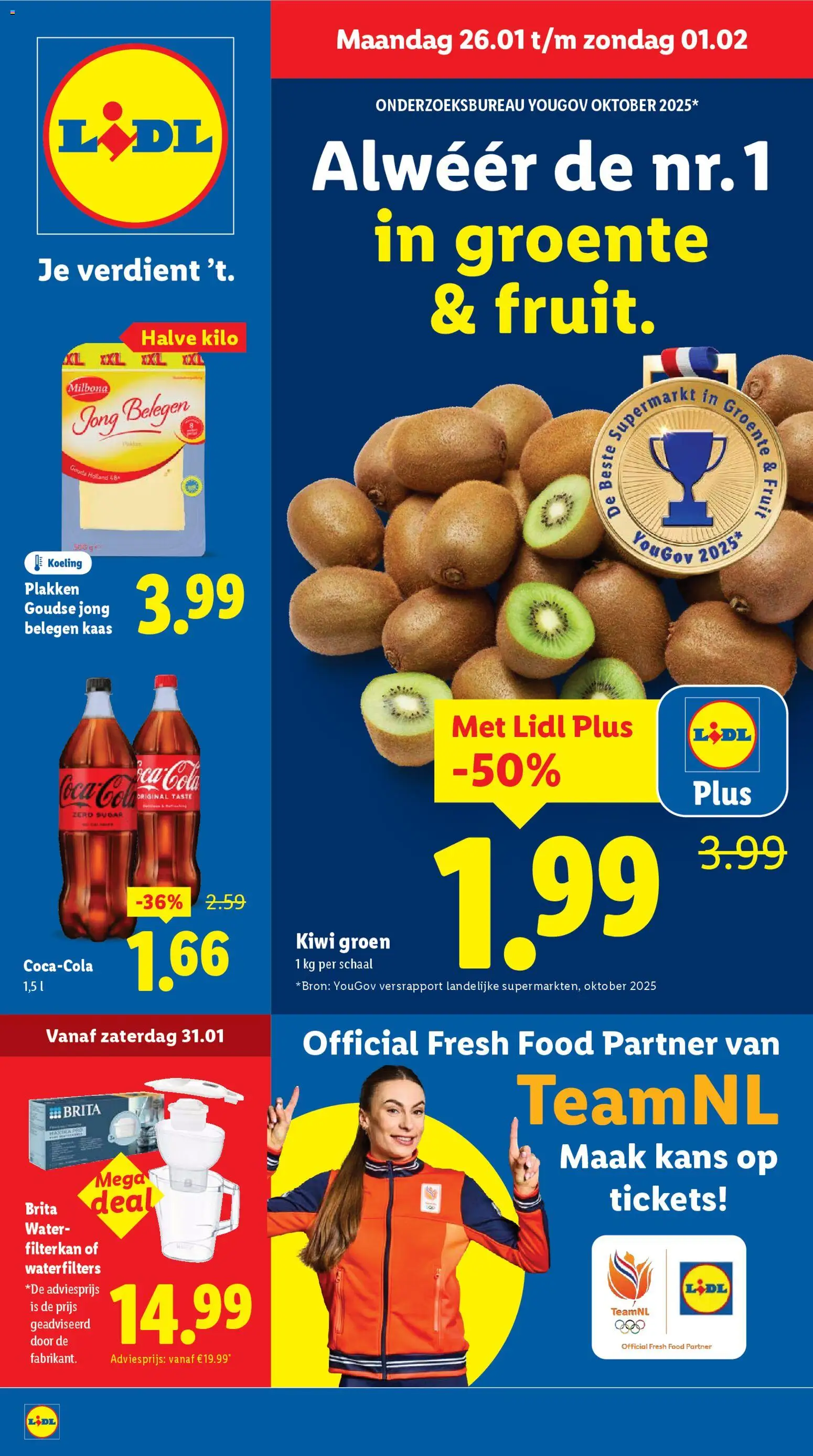 Voorbeeld van Folder week 5 van winkel Lidl geldig vanaf 26-01-2026 - Water, Kaas, Kiwi, Fruit, Schaal