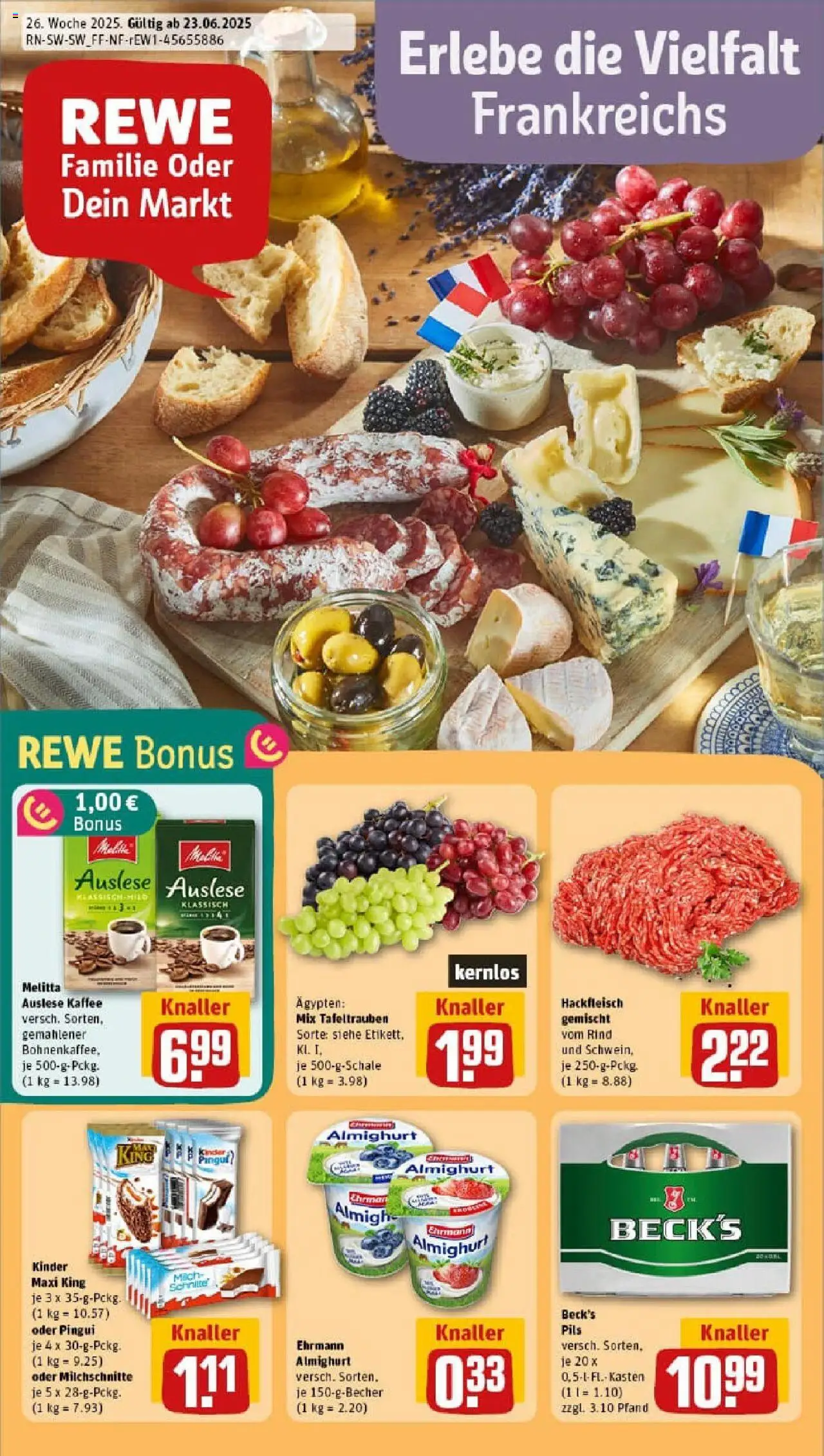 REWE Prospekt ab 22.06.2025 nächste Woche - Prospekt Obrigheim - Kaffee, Hackfleisch, Melitta, Pils, Ehrmann almighurt