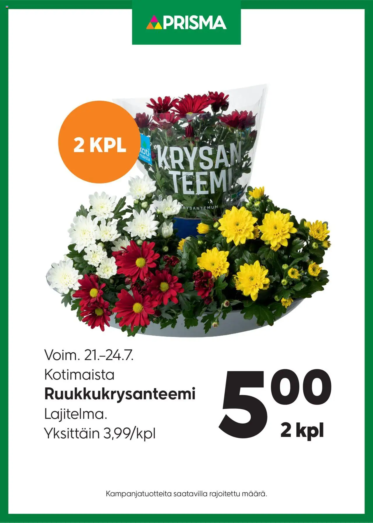 Prisma-kaupan Tarjoukset Ruukkukrysanteemi voimassa 21/07/2025 - Sivulla 1