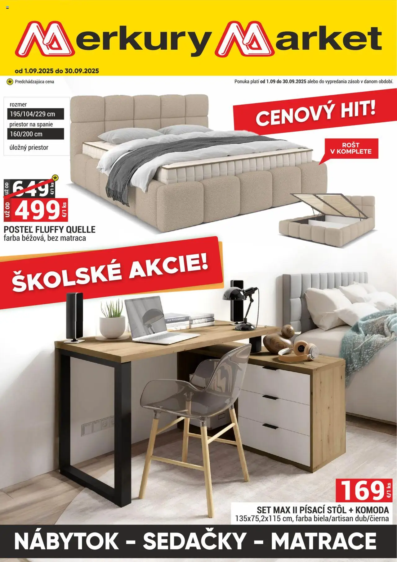 Merkury Market Nábytok, sedačky, matrace (01.09. - 30.09.2025) - Akčná ponuka